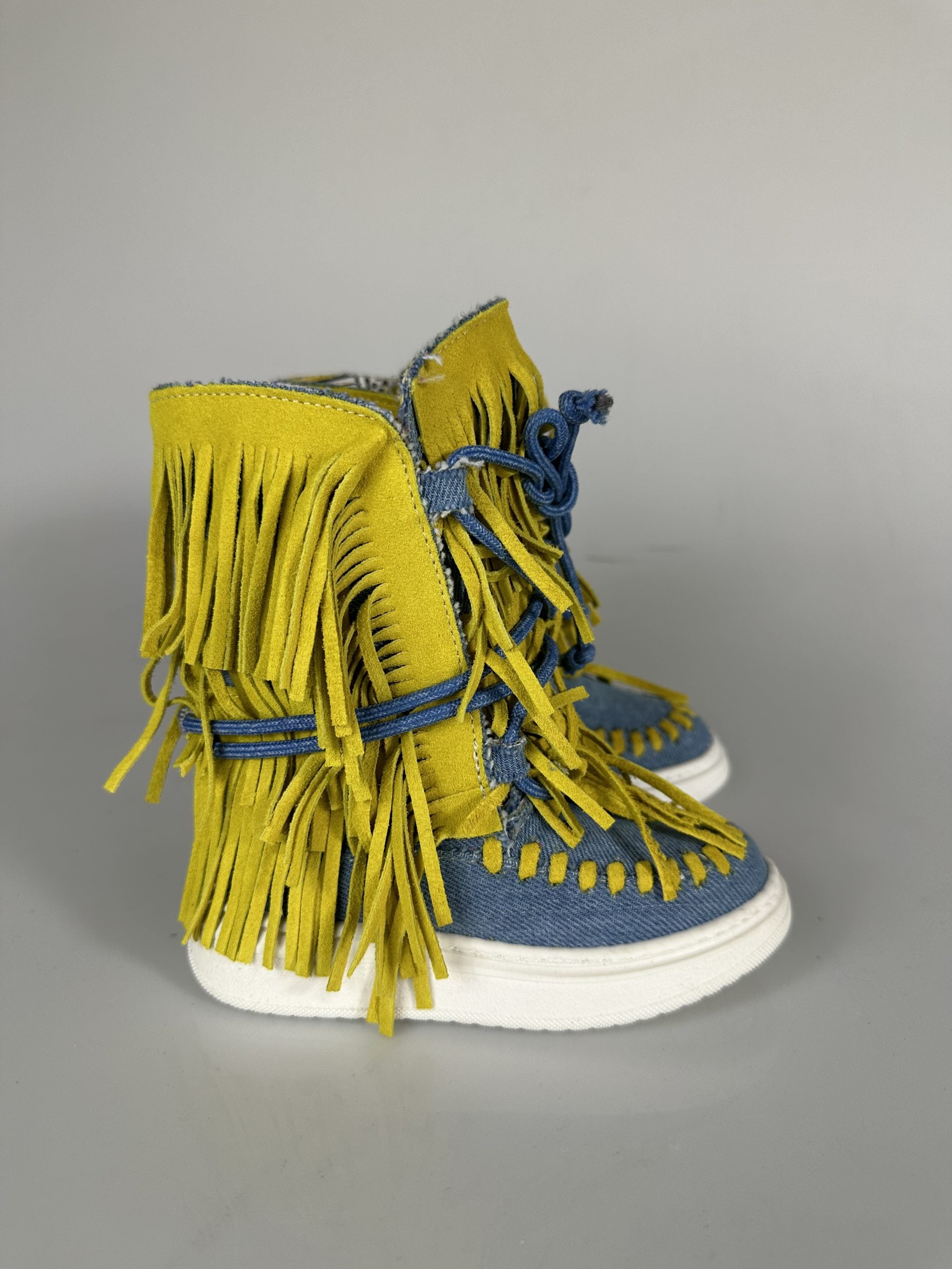 Regolar baby jeans rip camoscio giallo
