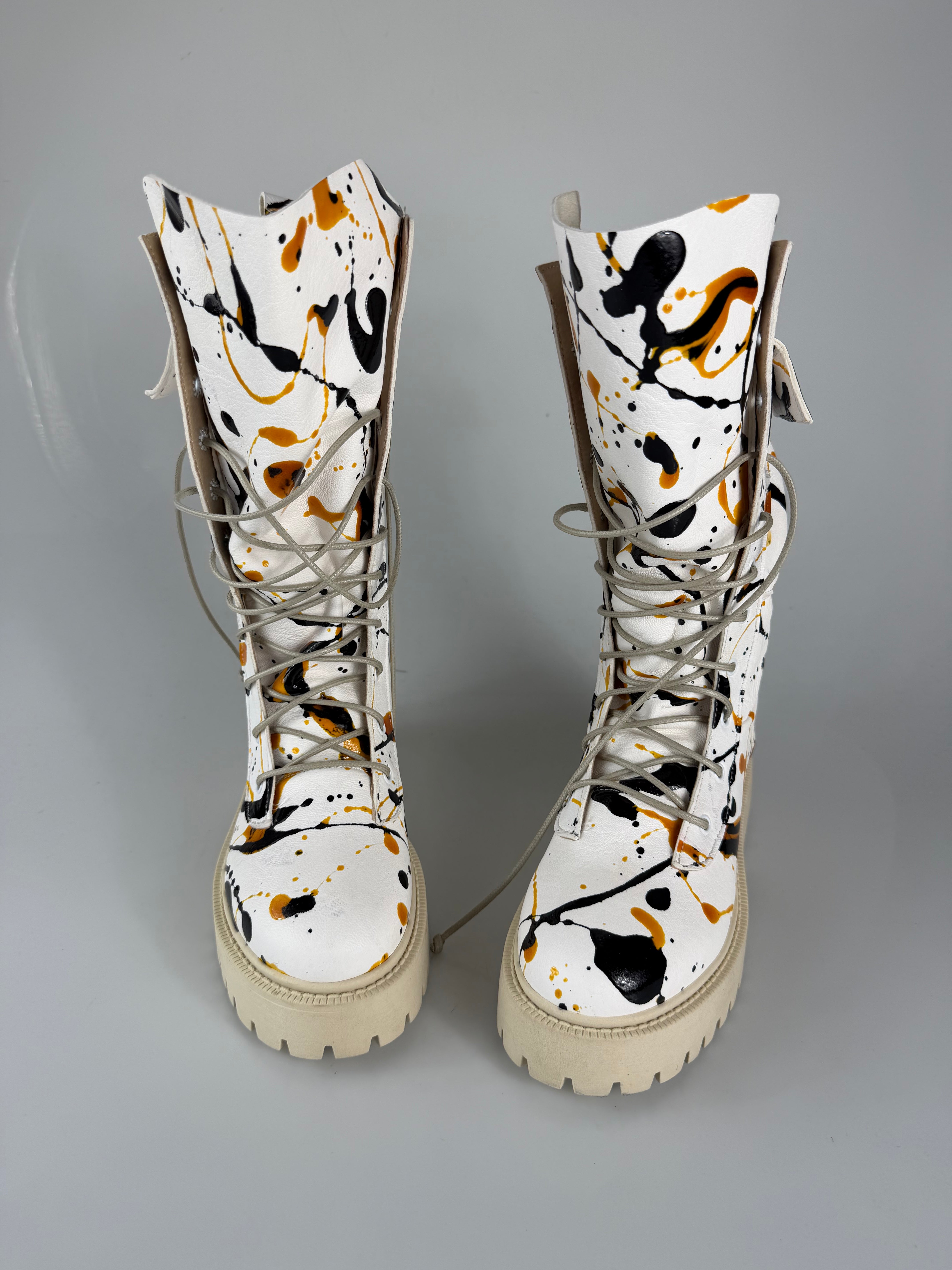Anfibio ginny pelle bianco splash giallo