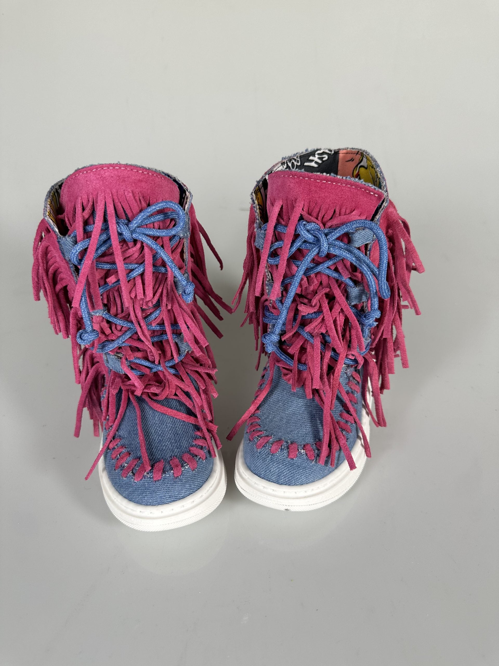 Regolar baby jeans rip camoscio fuxia