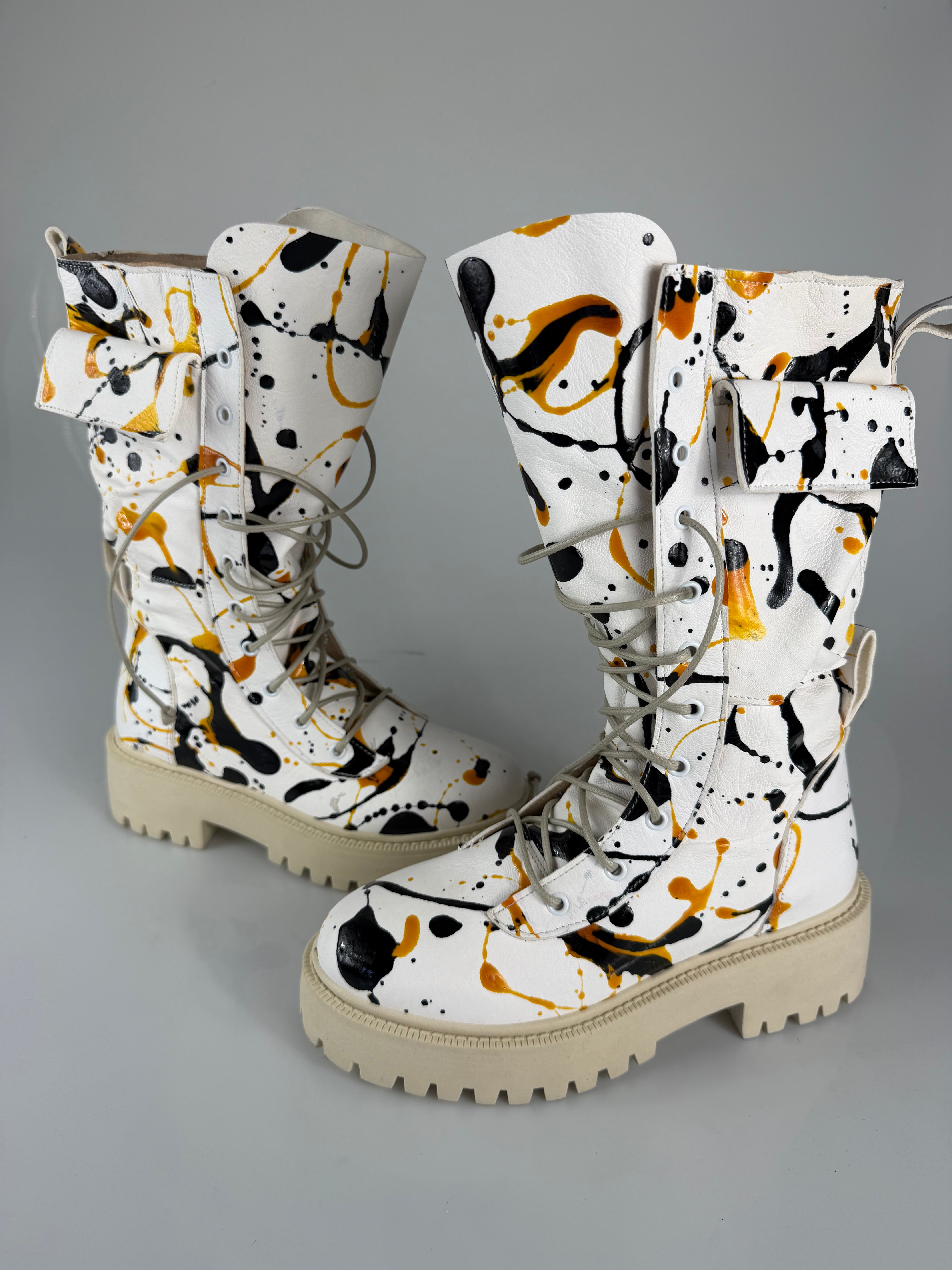 Anfibio ginny pelle bianco splash giallo