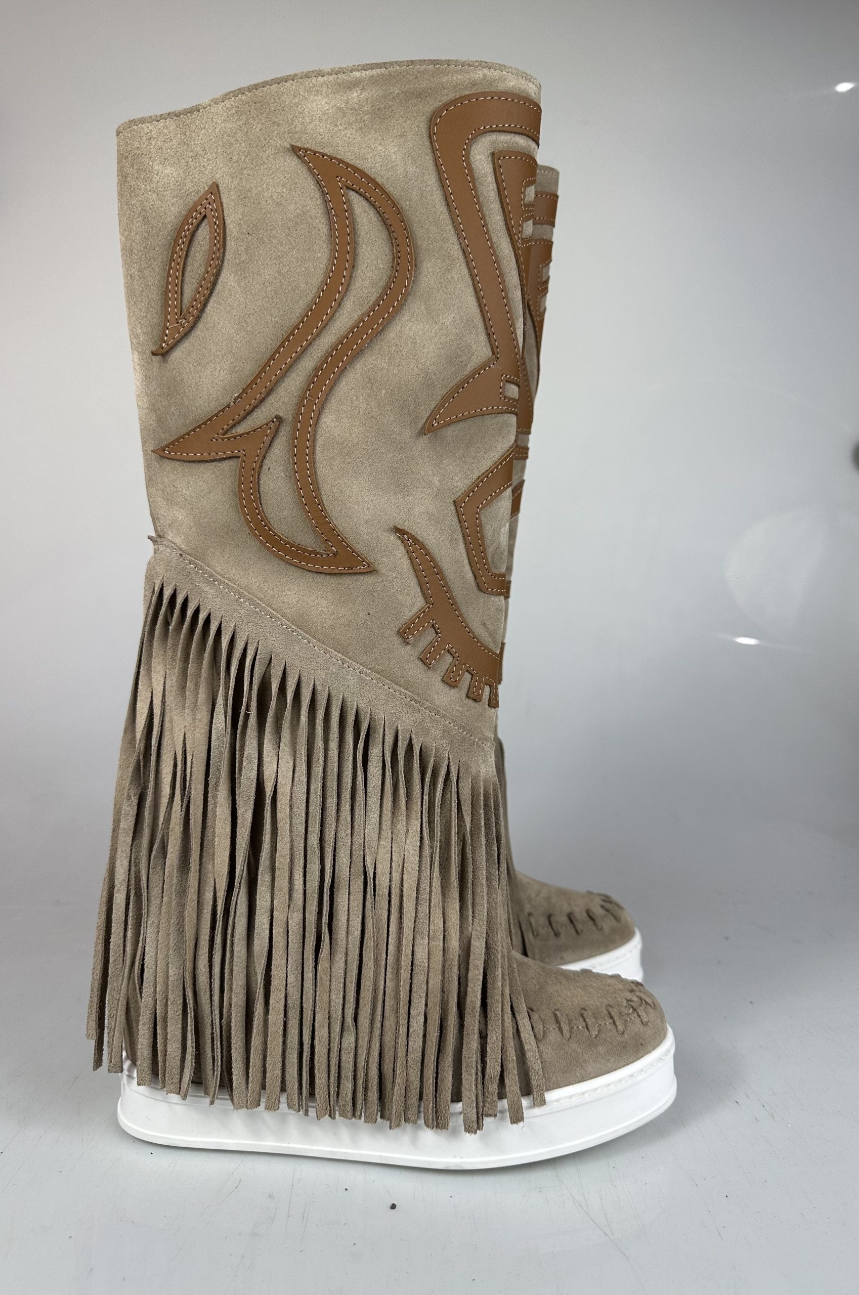 Santhoo mid suede beige rasgado