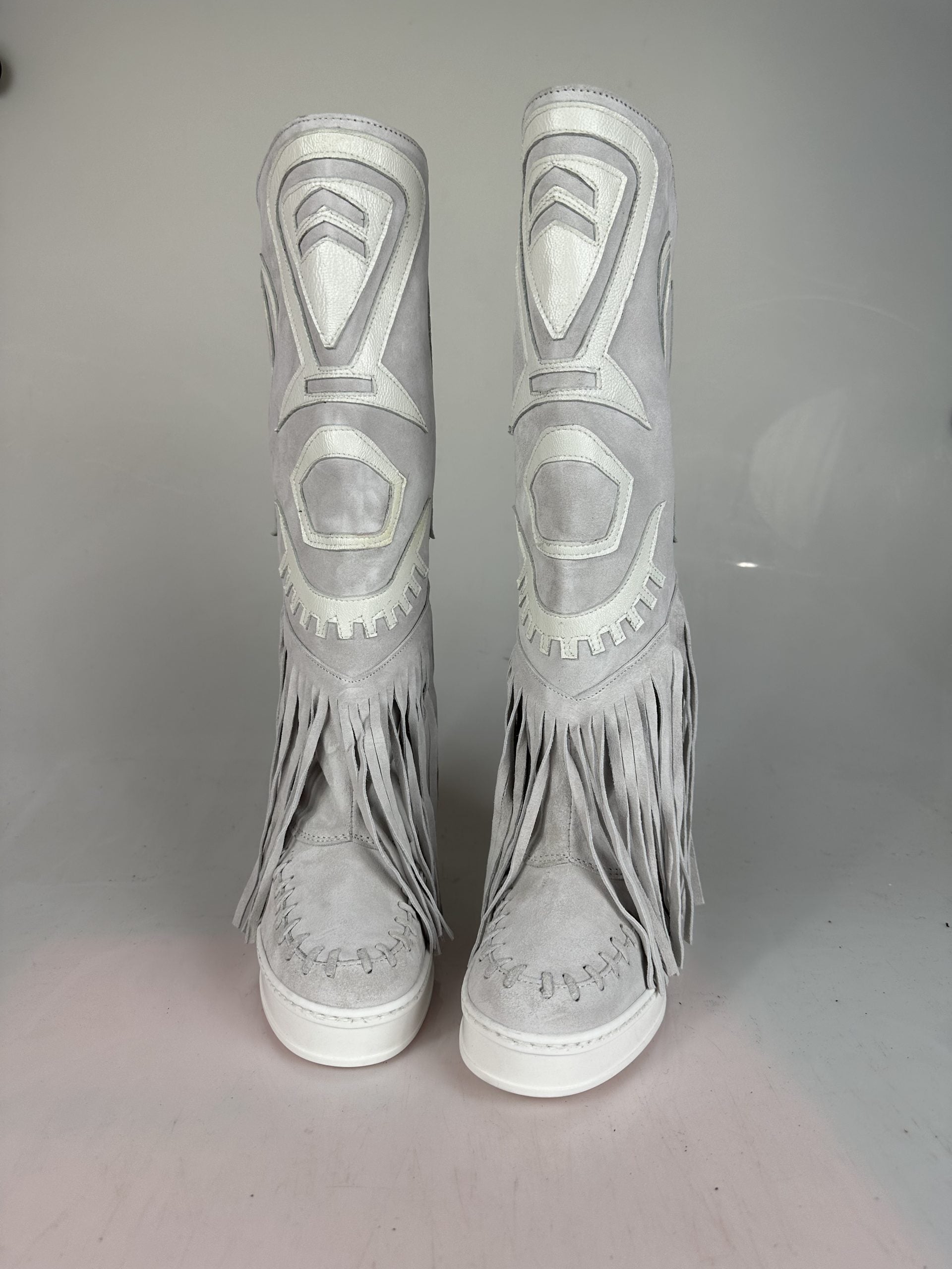 Santhoo Mid Suede Ice Rip Leather White