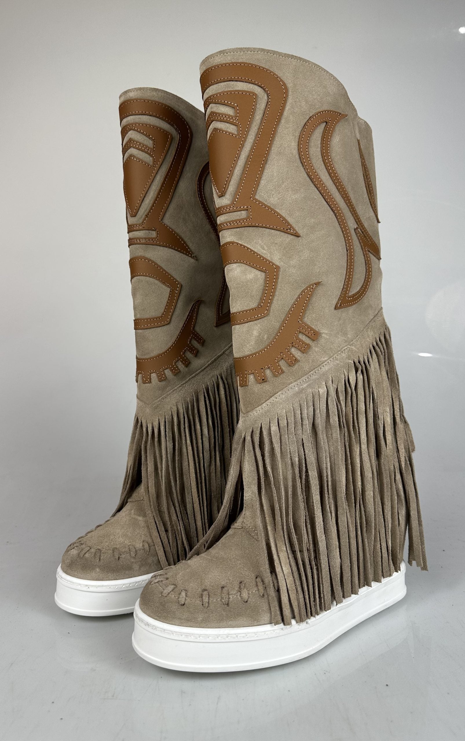 Santhoo mid suede beige rasgado