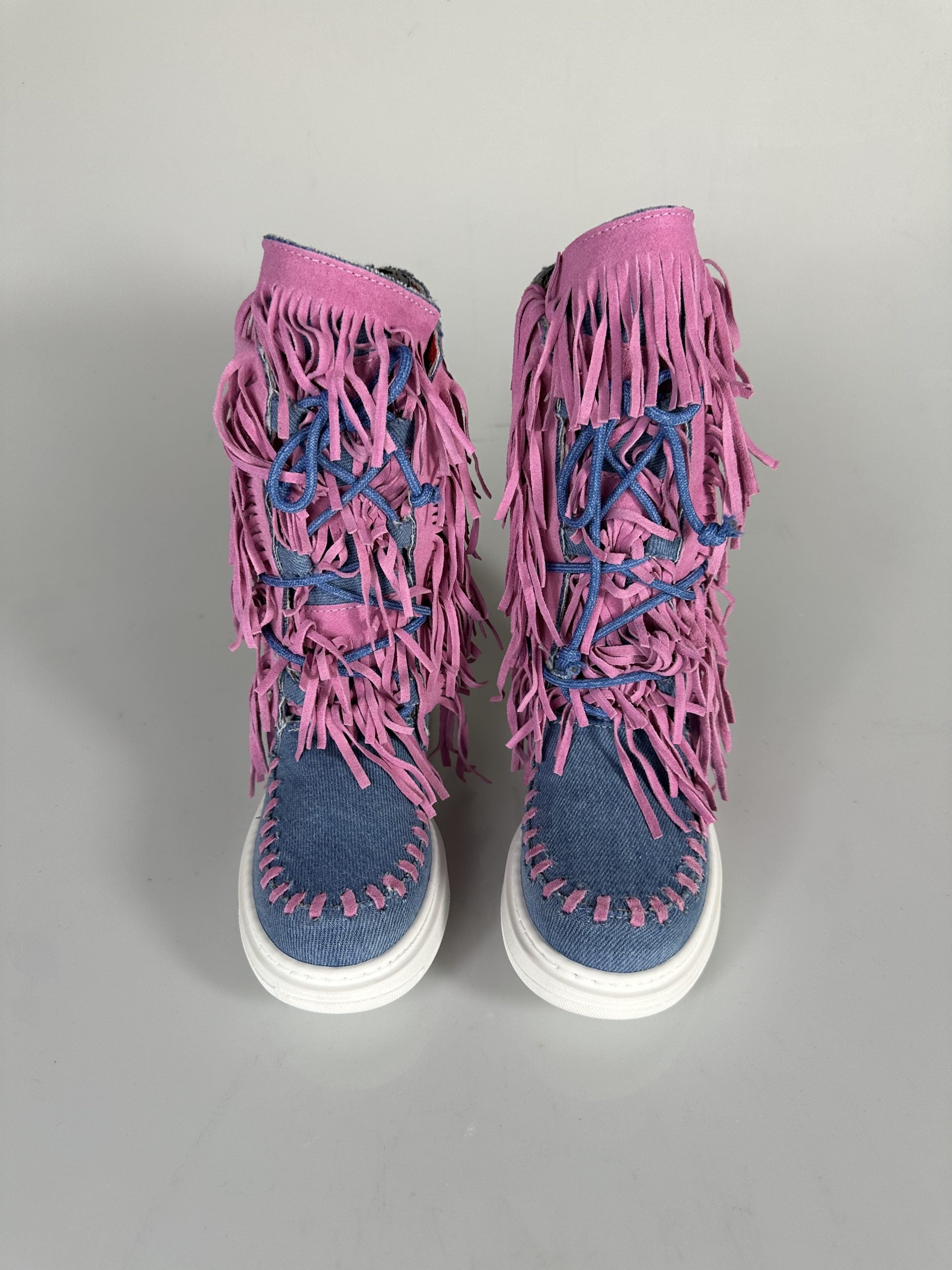 Regolar baby jeans rip camoscio rosa