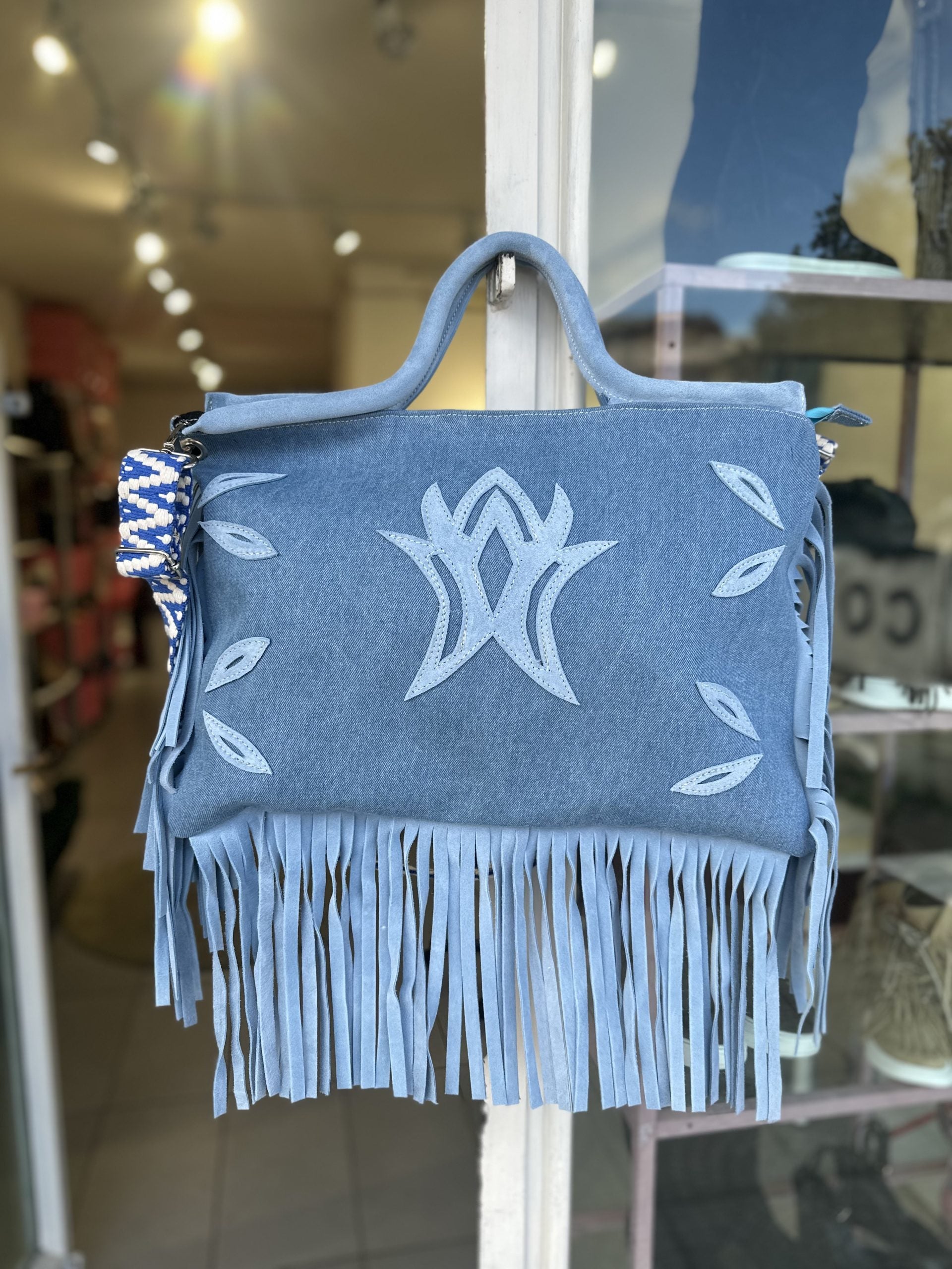 Jumbo Santhoo bag jeans rip turquoise