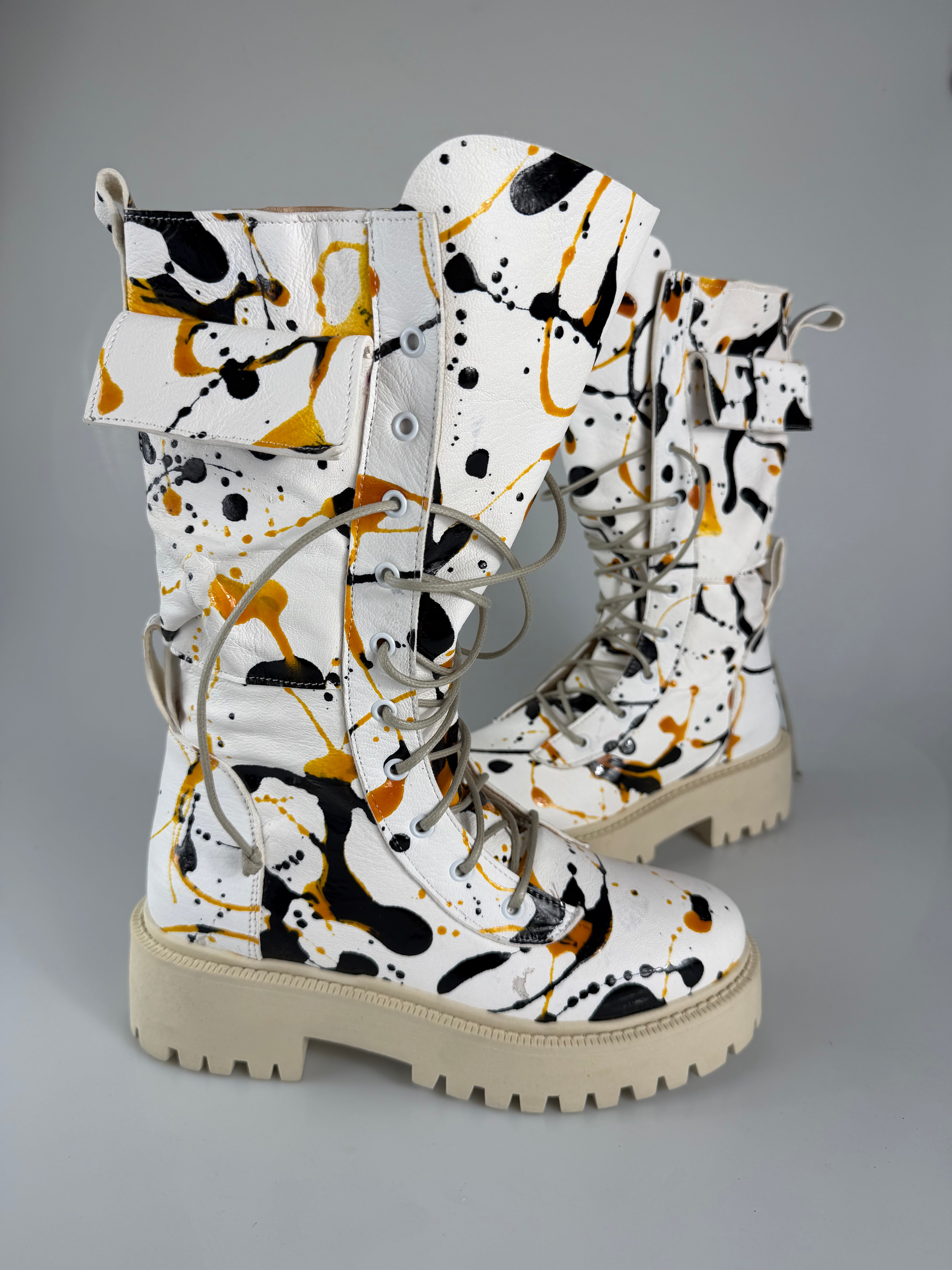Anfibio ginny pelle bianco splash giallo