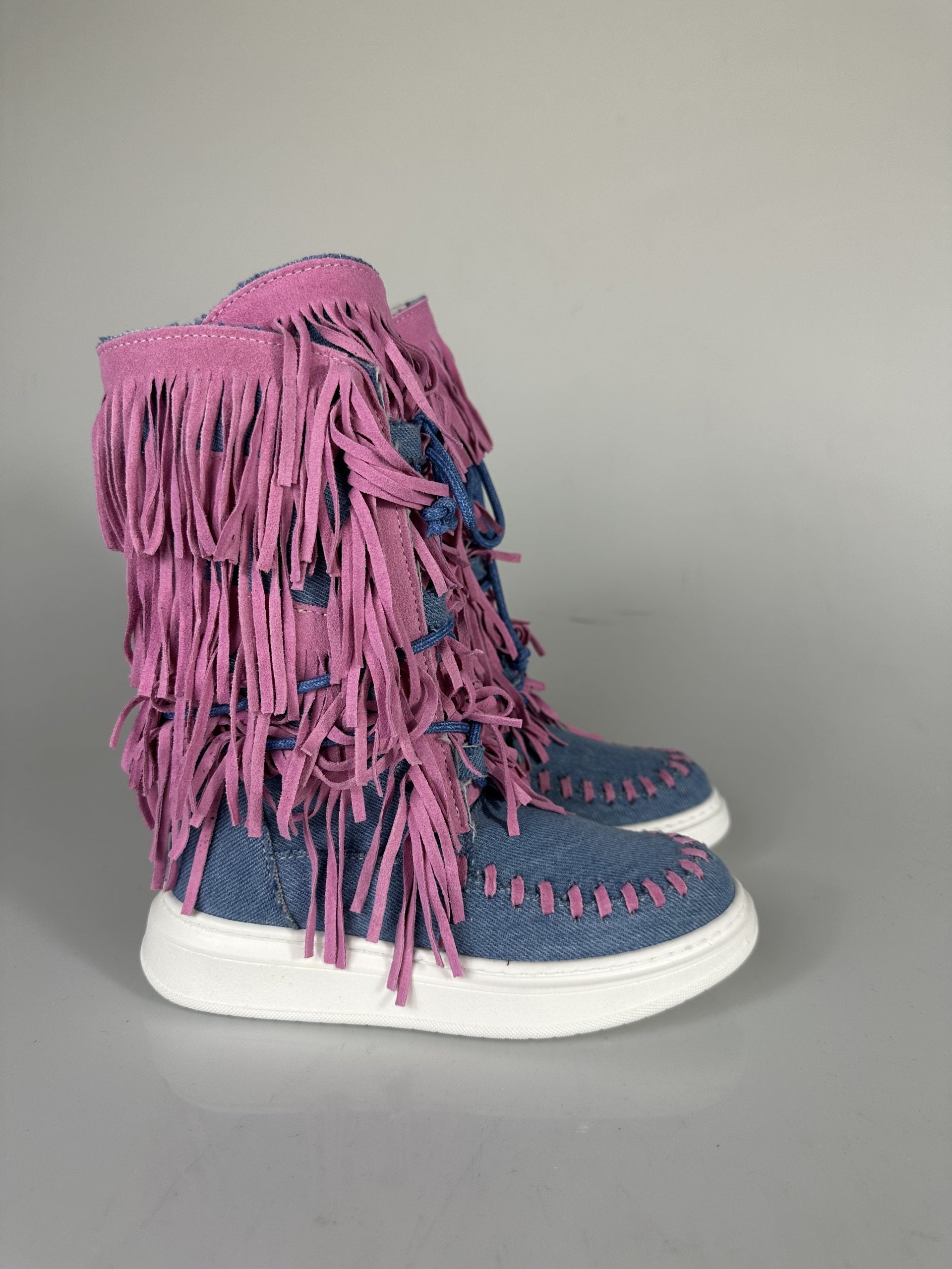 Regolar baby jeans rip camoscio rosa