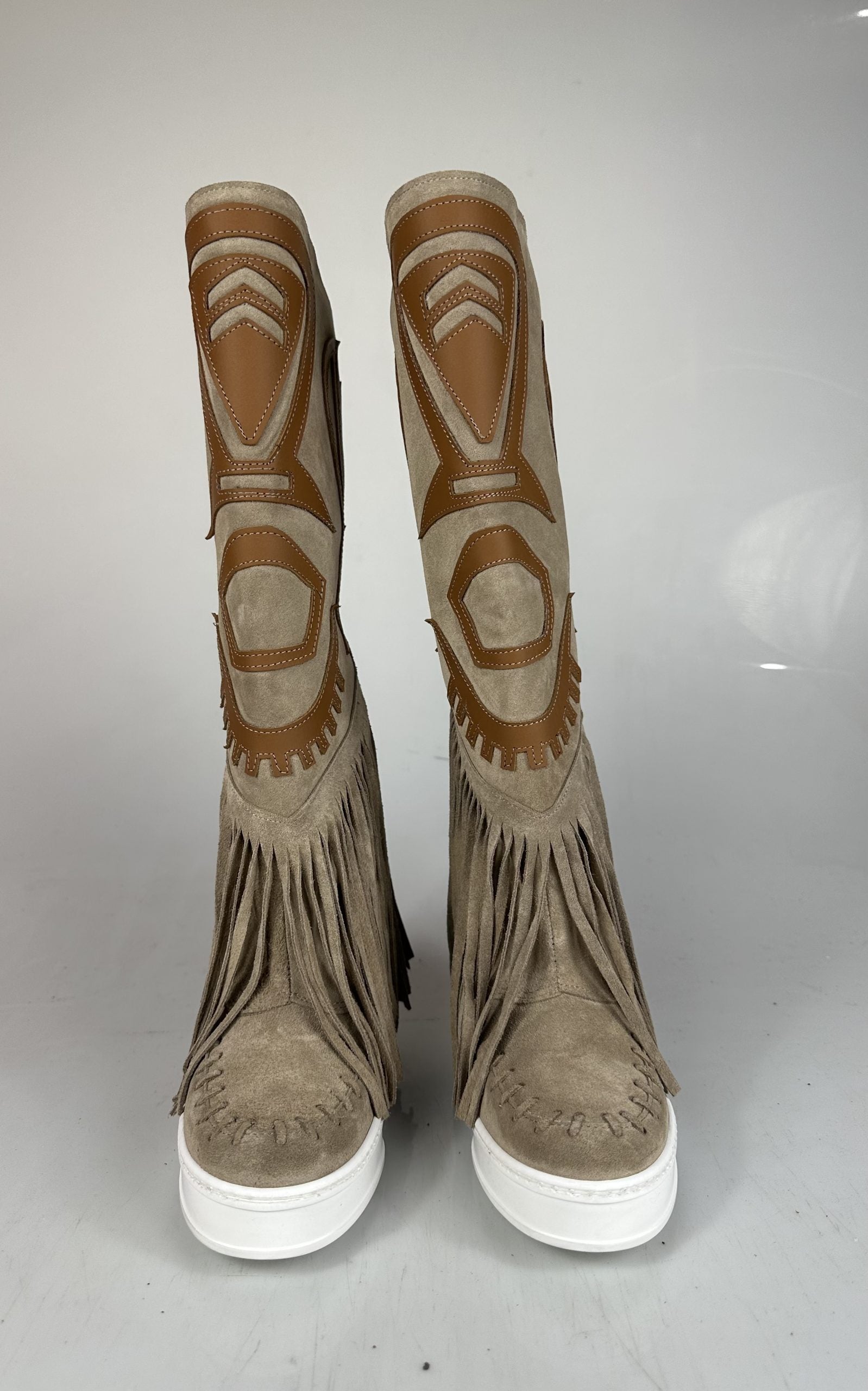 Santhoo mid suede beige rasgado