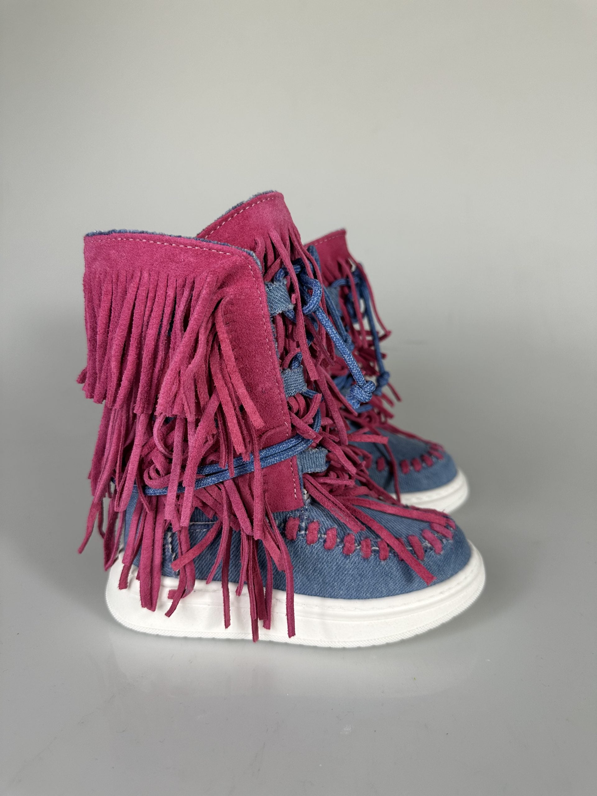 Regolar baby jeans rip camoscio fuxia