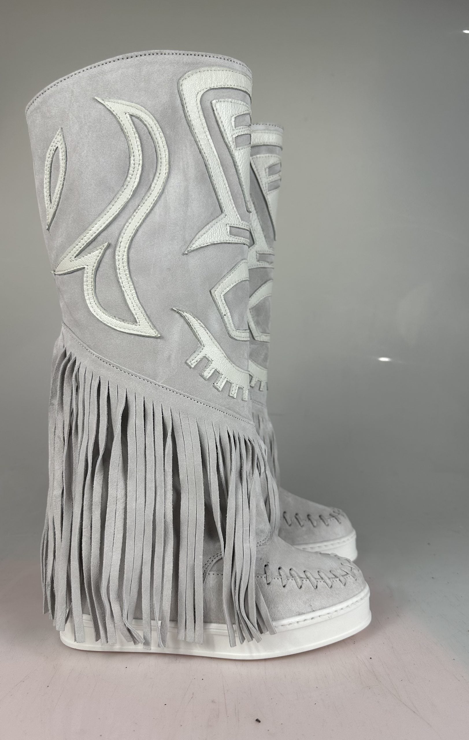 Santhoo Mid Suede Ice Rip Leather White