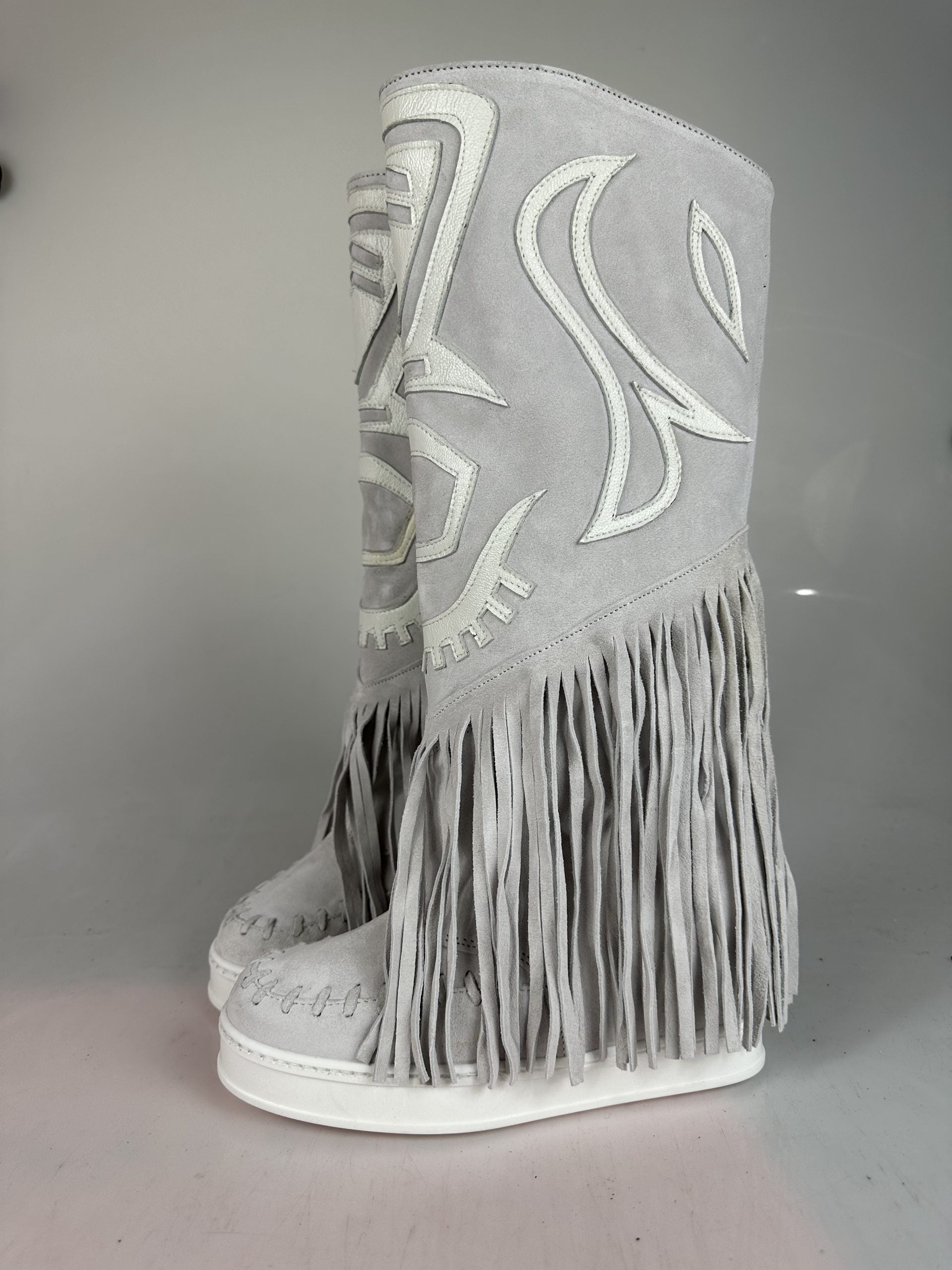 Santhoo Mid Suede Ice Rip Leather White