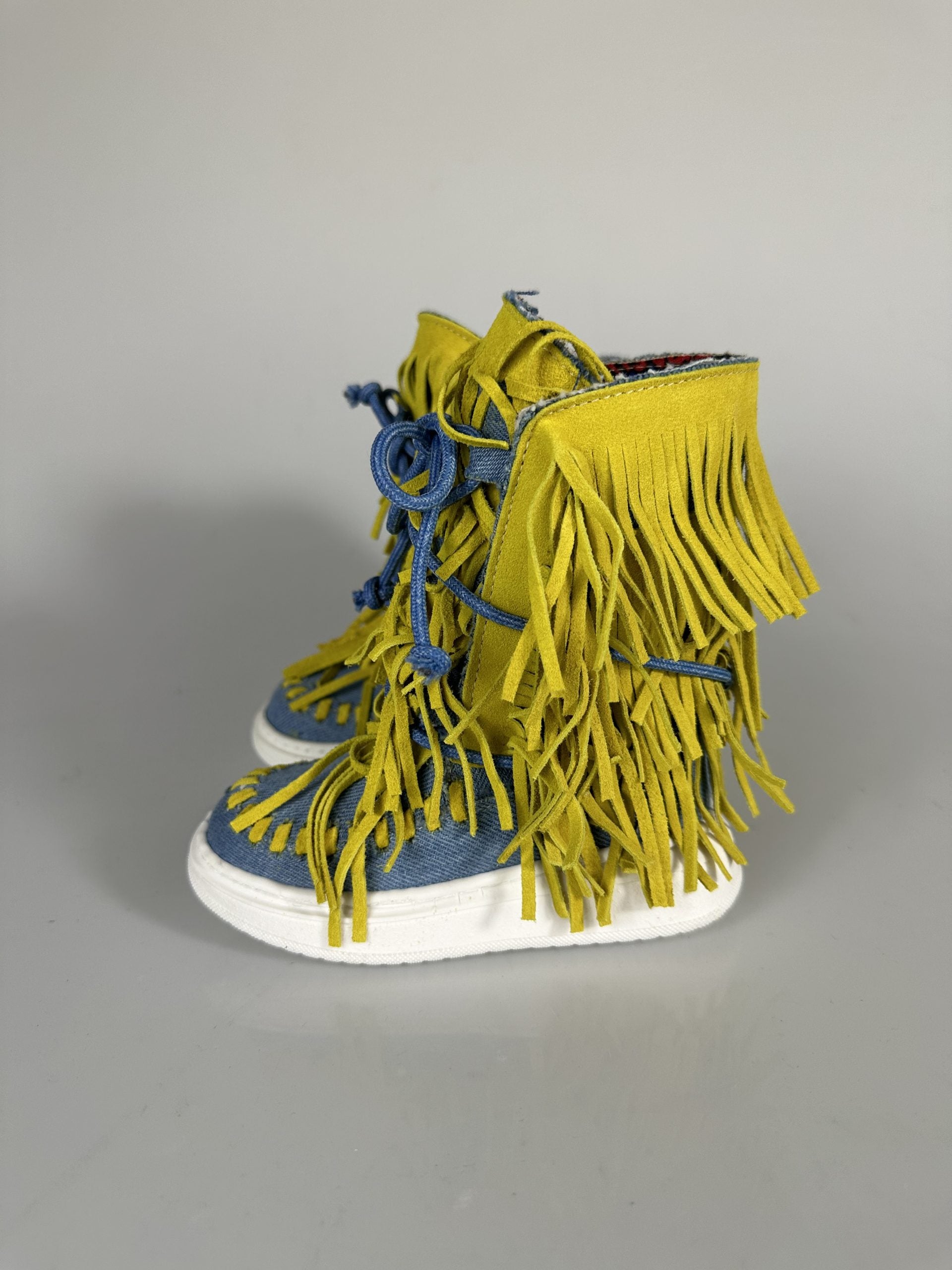 Regolar baby jeans rip camoscio giallo