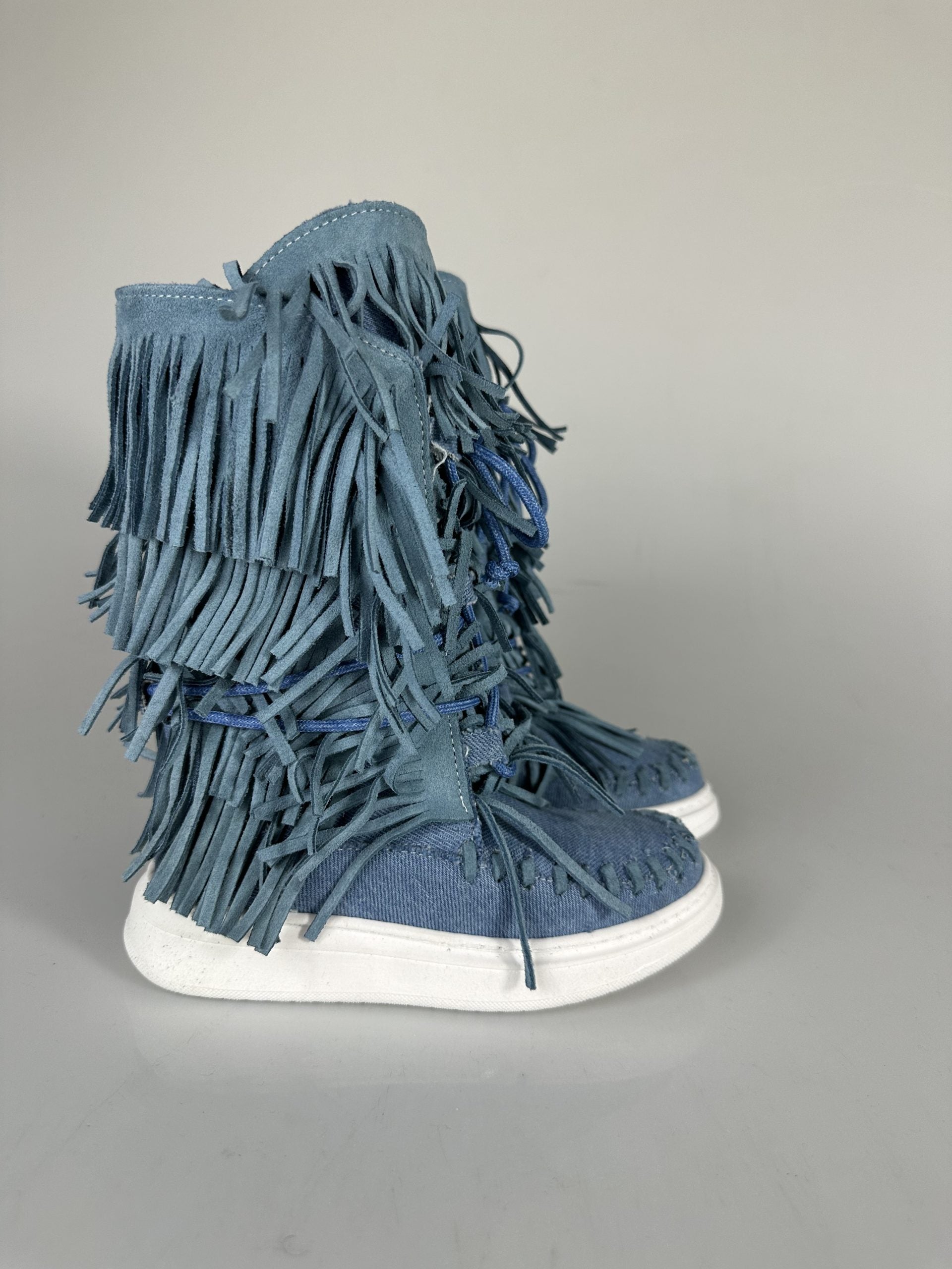 Regolar baby jeans rip camoscio turchese