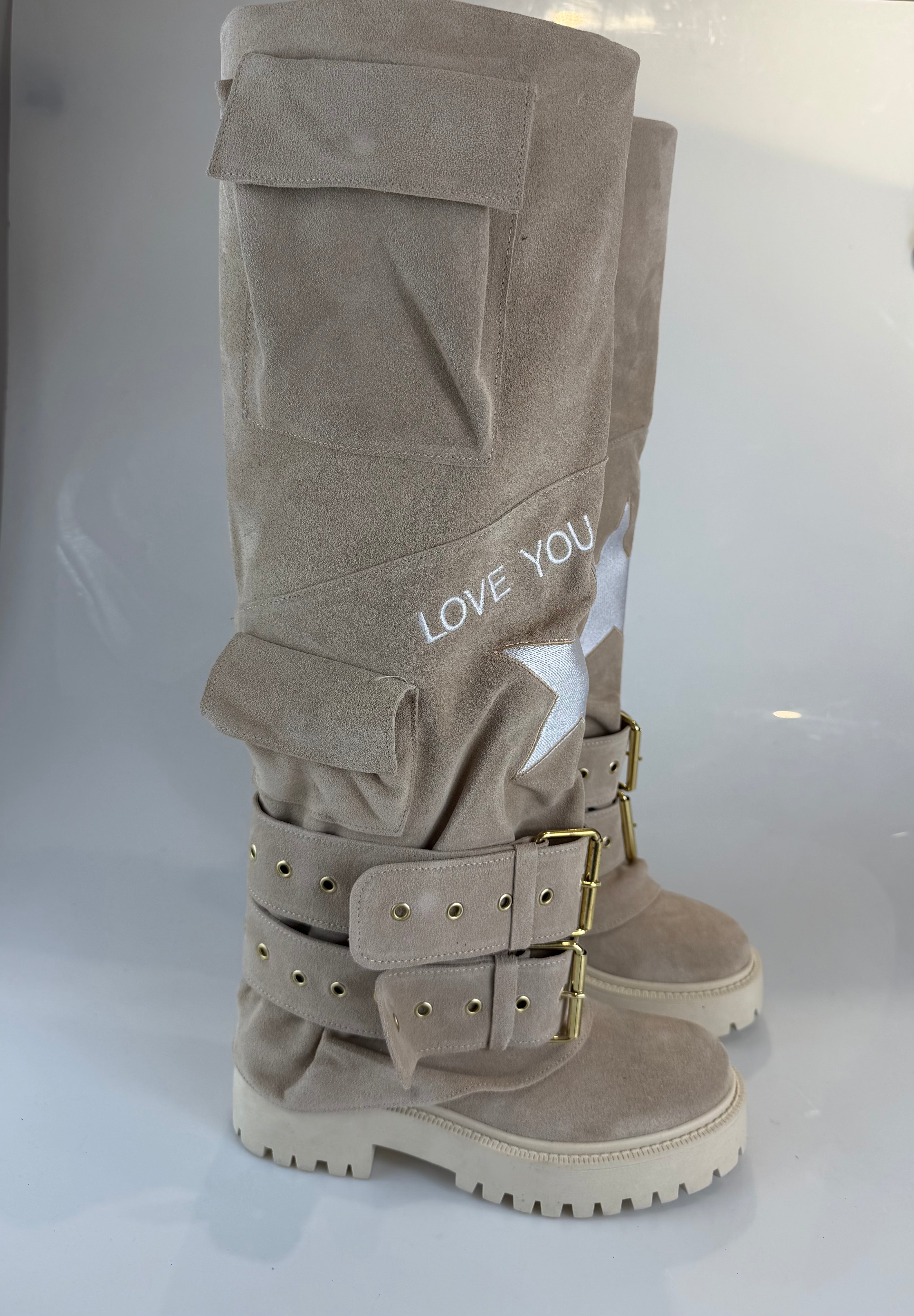 Anfibio Boomerang star camoscio beige