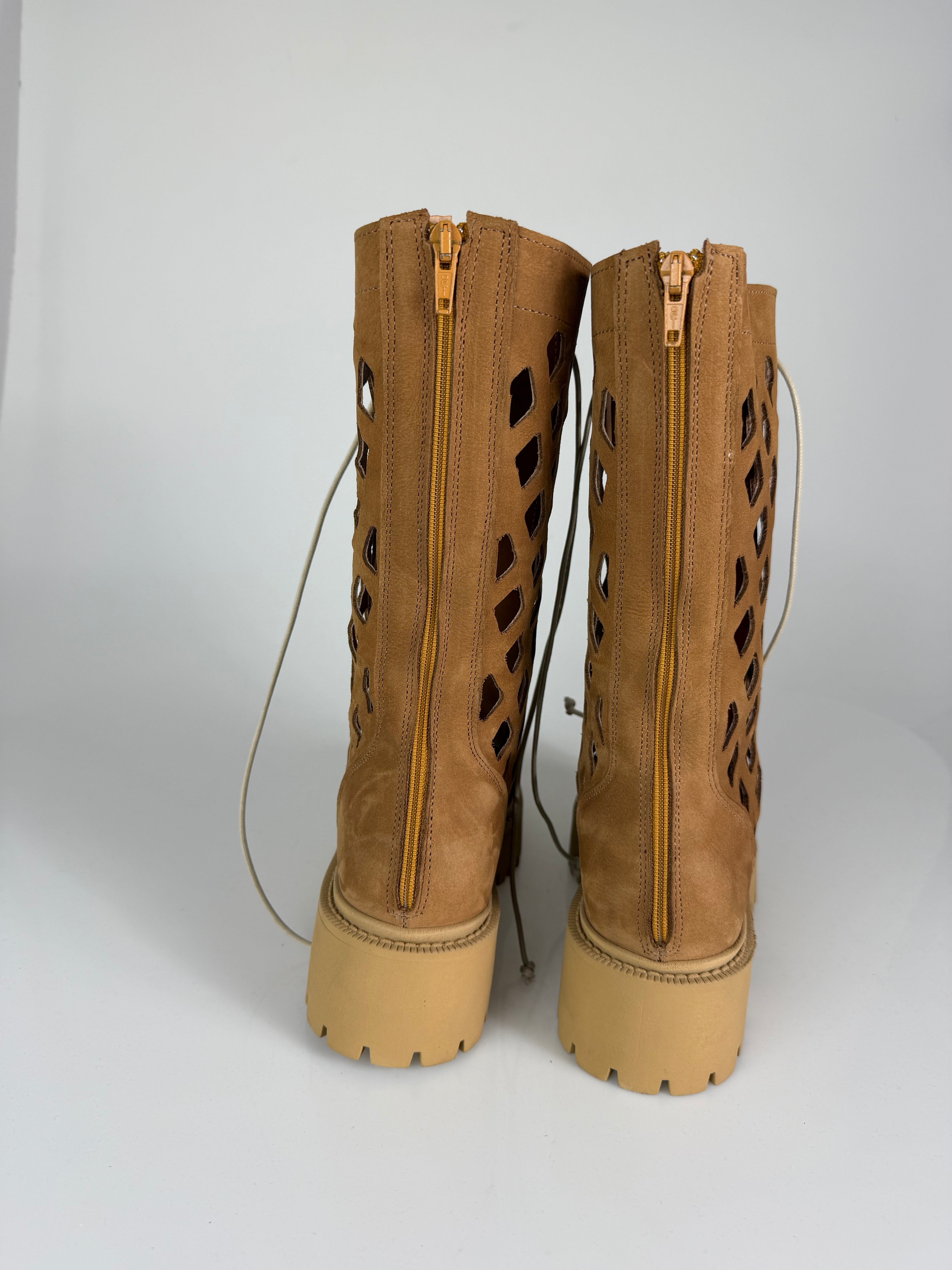 Anfibio ginny mid rete pelle cuoio