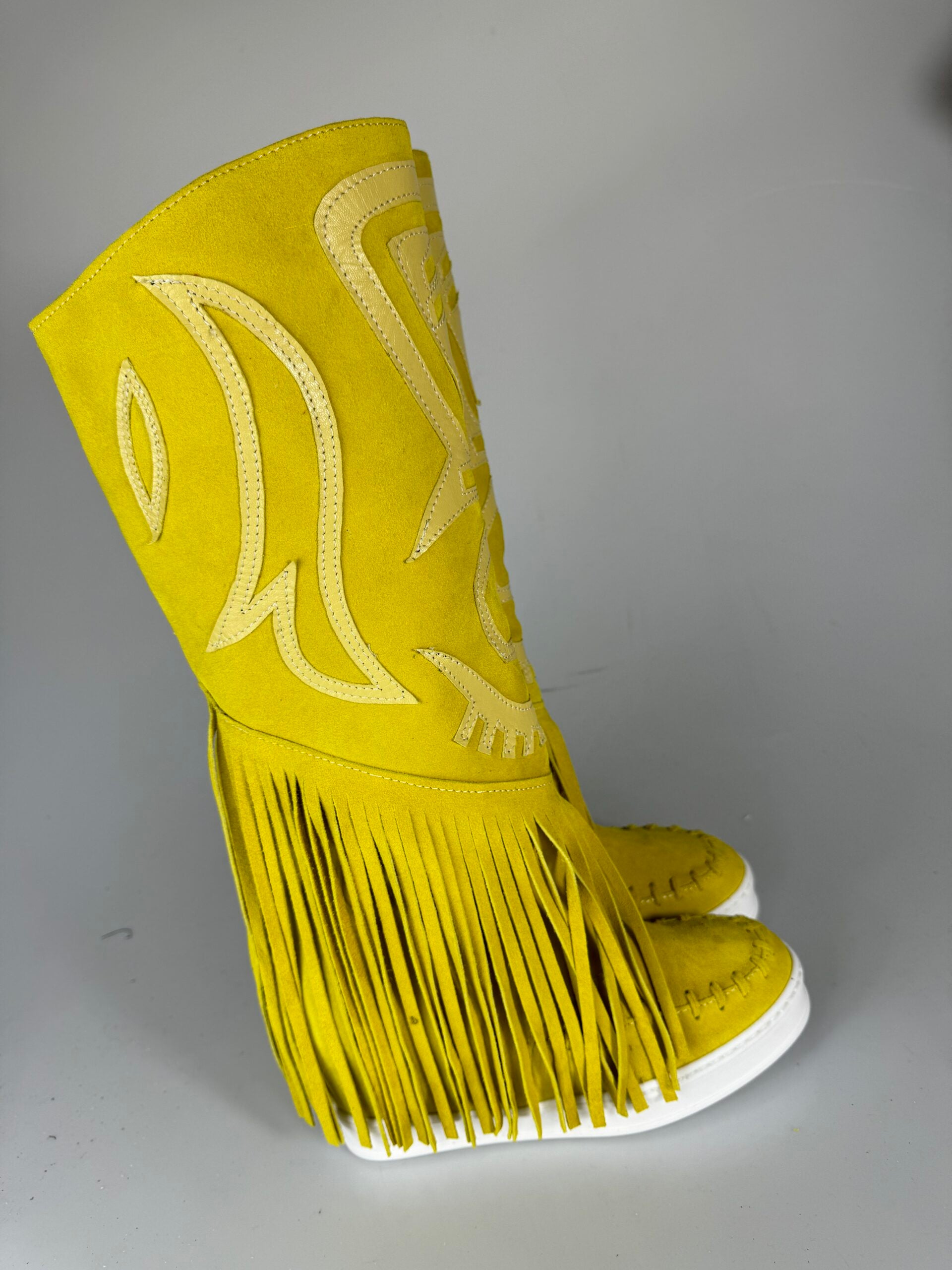 Santhoo mid jeans rip cam yellow