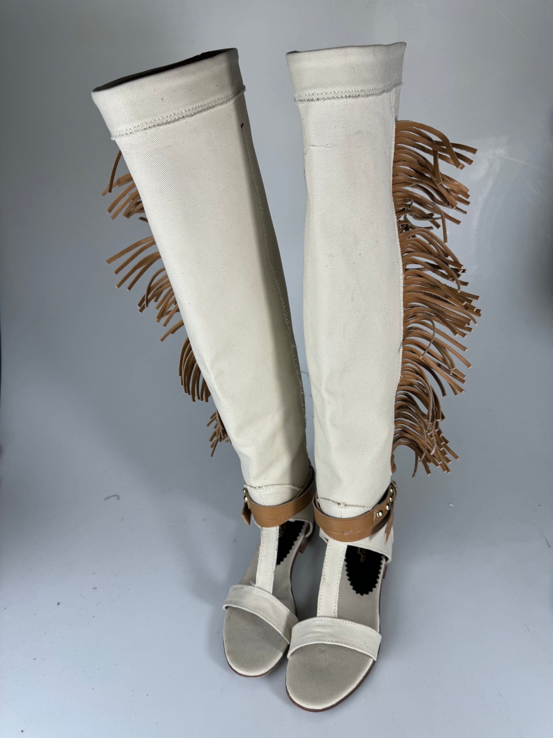 Treviso177 canvas beige rip pelle cuoio