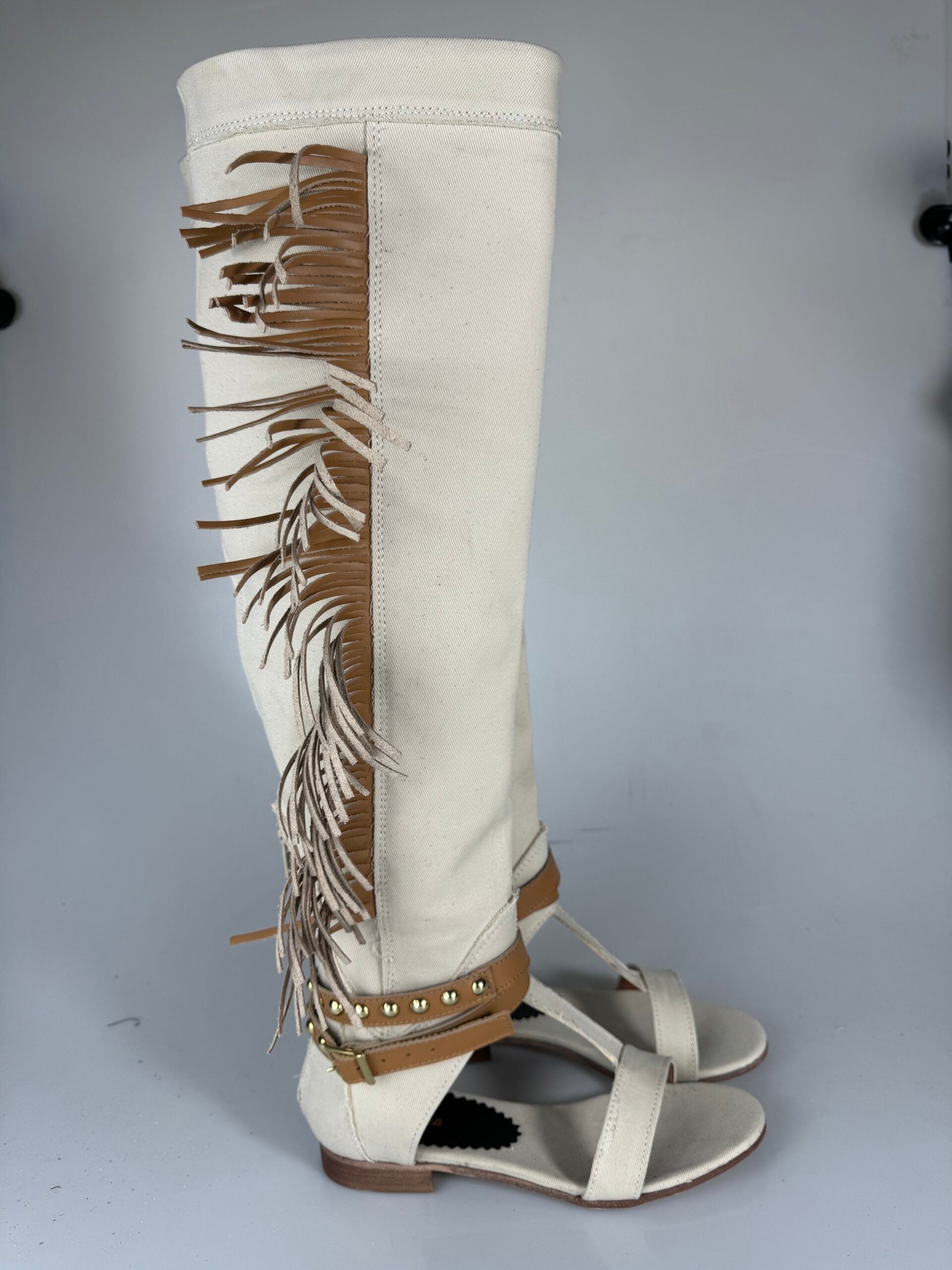 Treviso177 canvas beige rip pelle cuoio