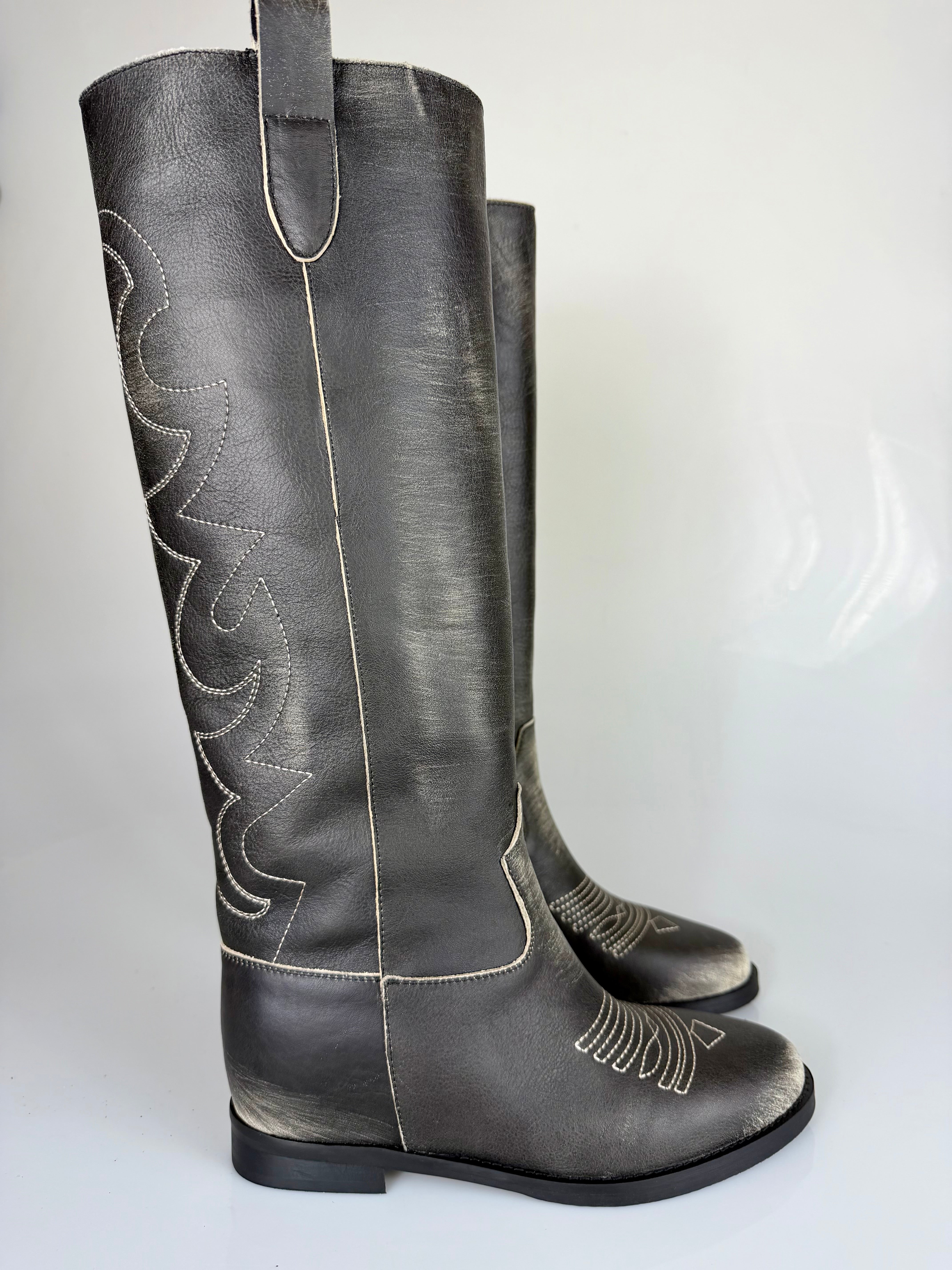 Stivale 1853-90 (zeppa interna ) pelle grigio sporcato