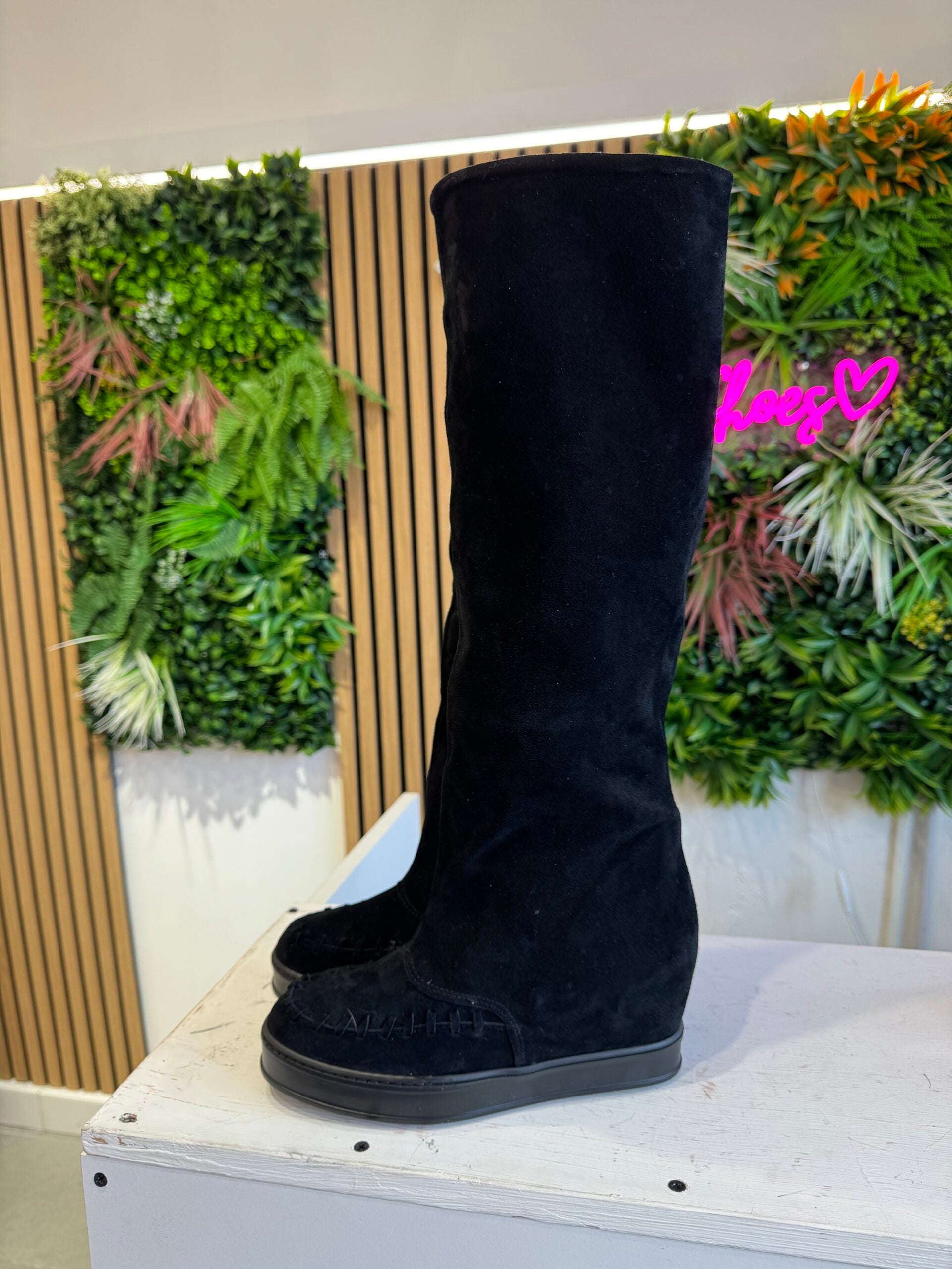 Flaminia full up camoscio nero no frange sn