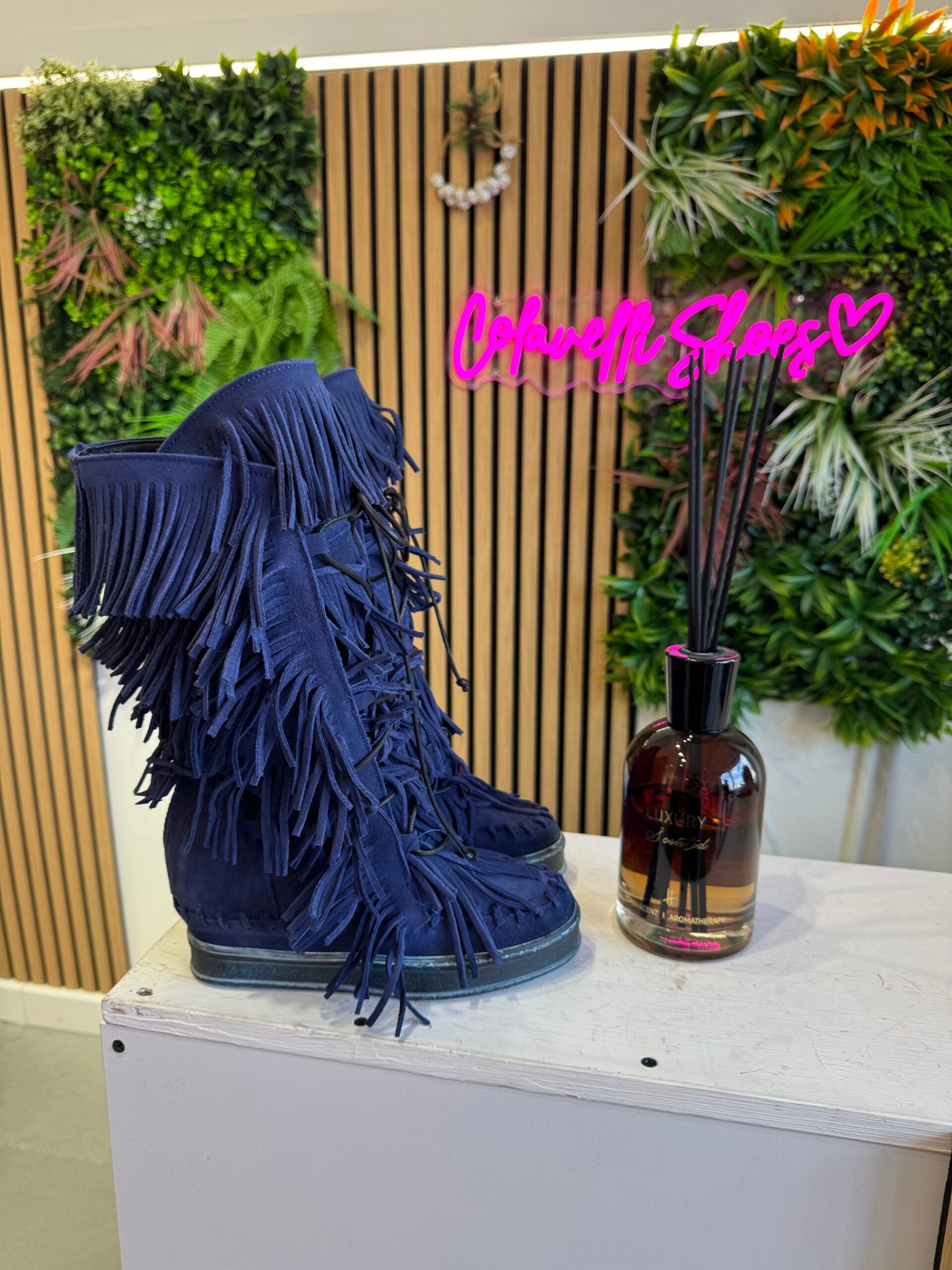 Suela a juego de ante azul regular