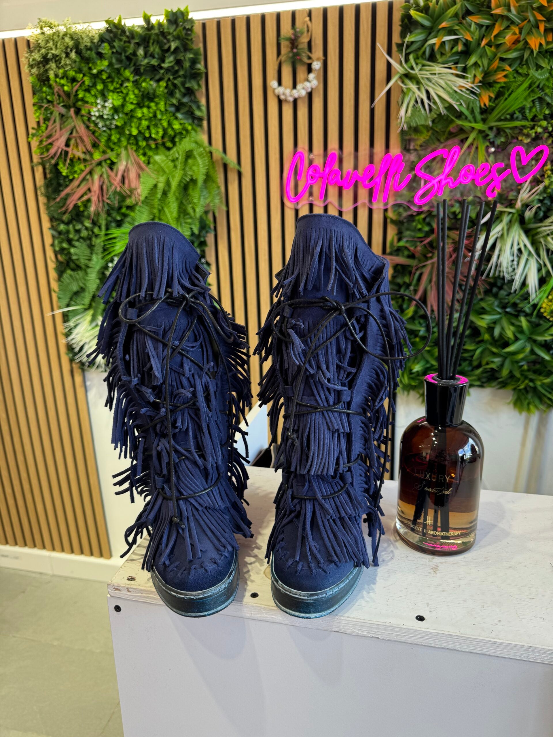 Suela a juego de ante azul regular