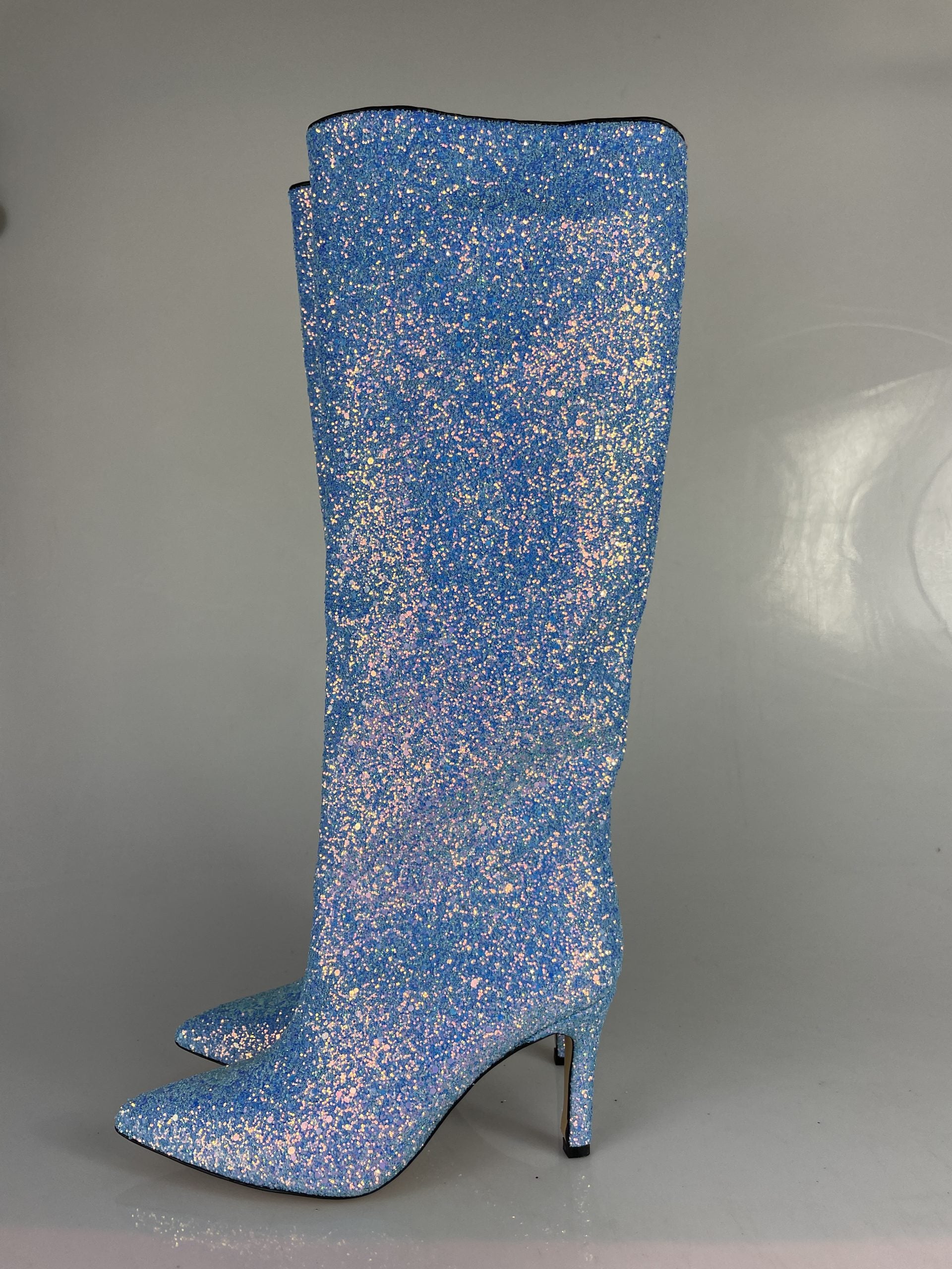 Lurex con purpurina azul claro