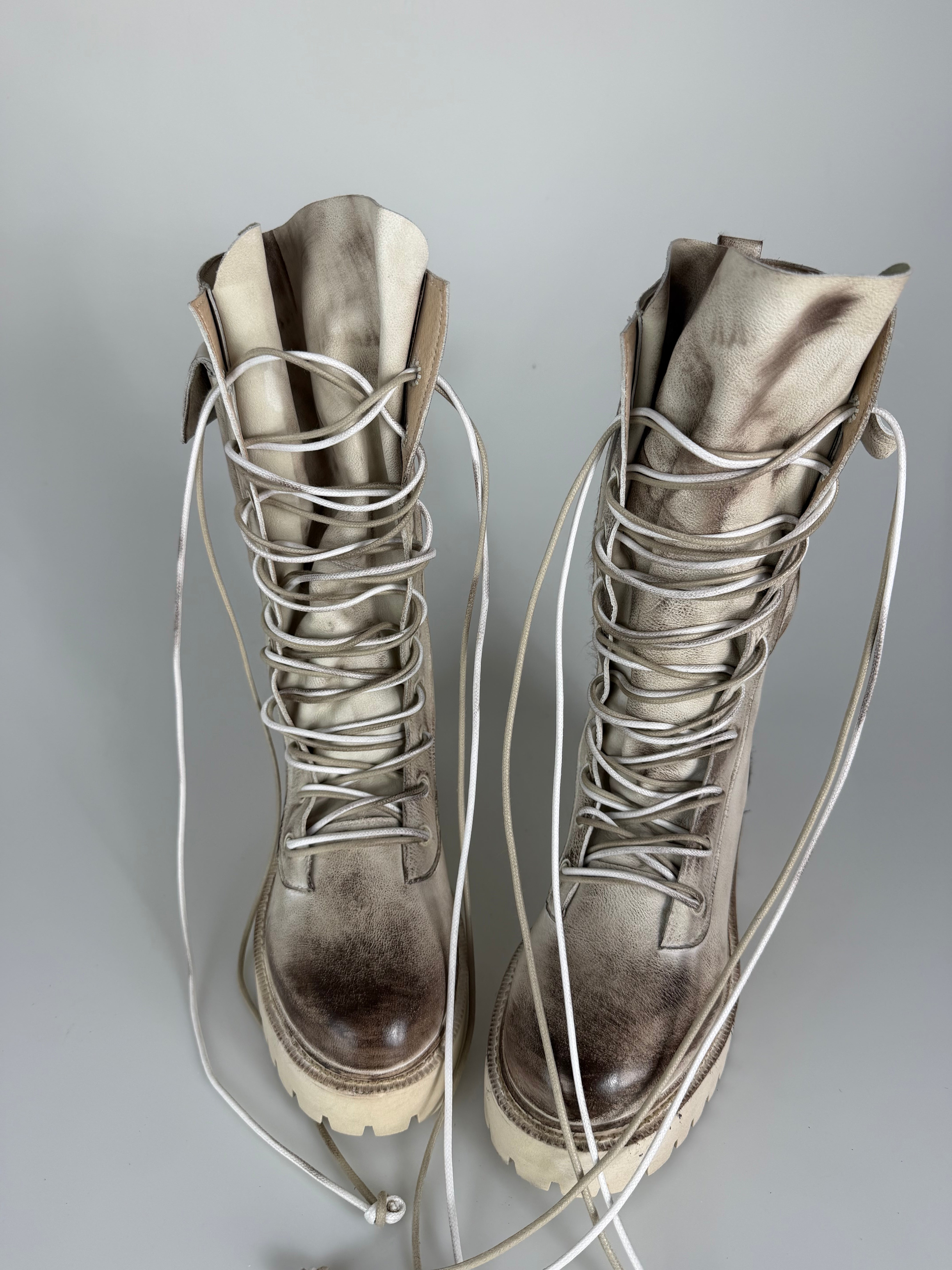 Anfibio ginny pelle sporcata crema