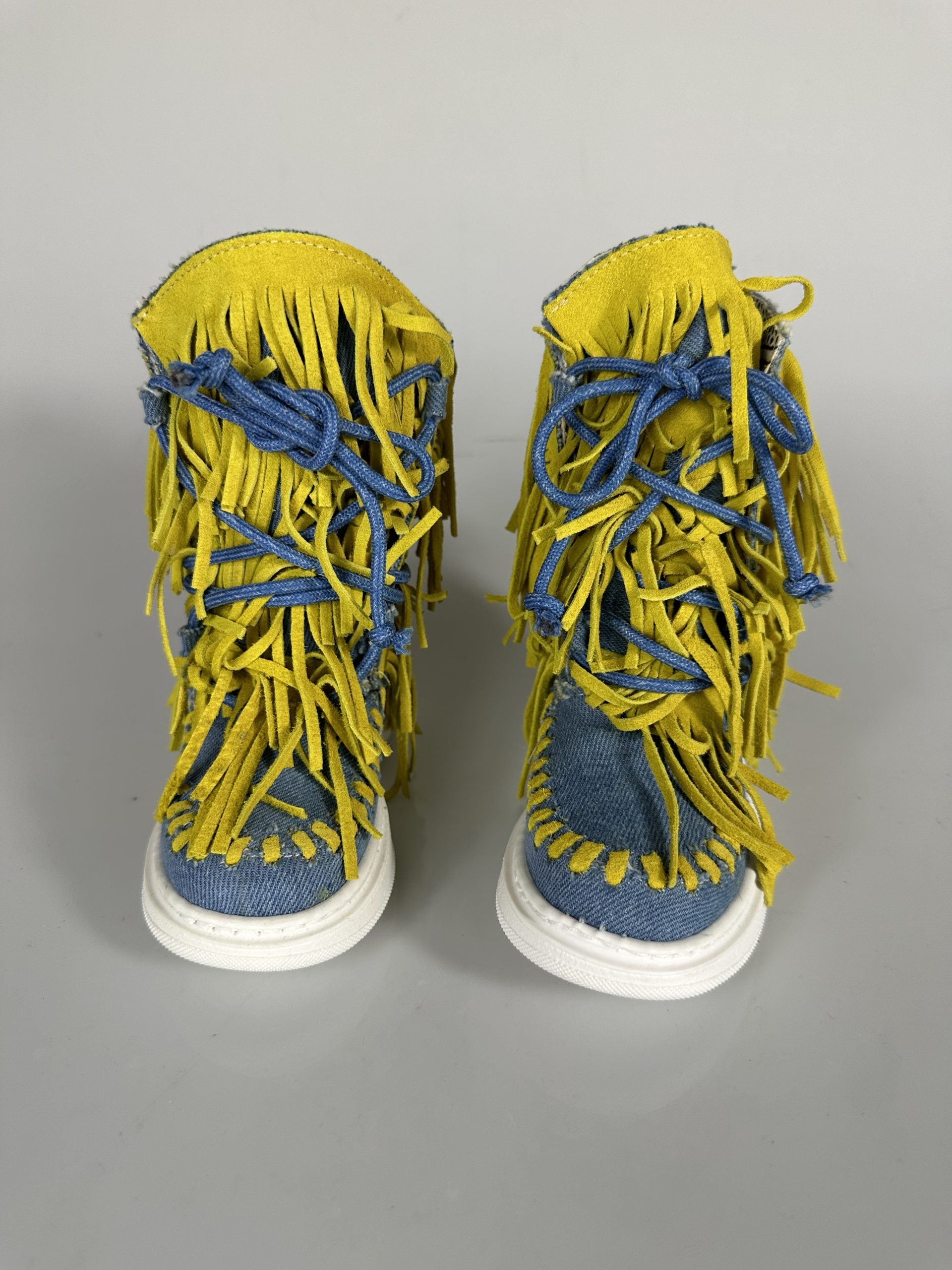 Regolar baby jeans rip camoscio giallo