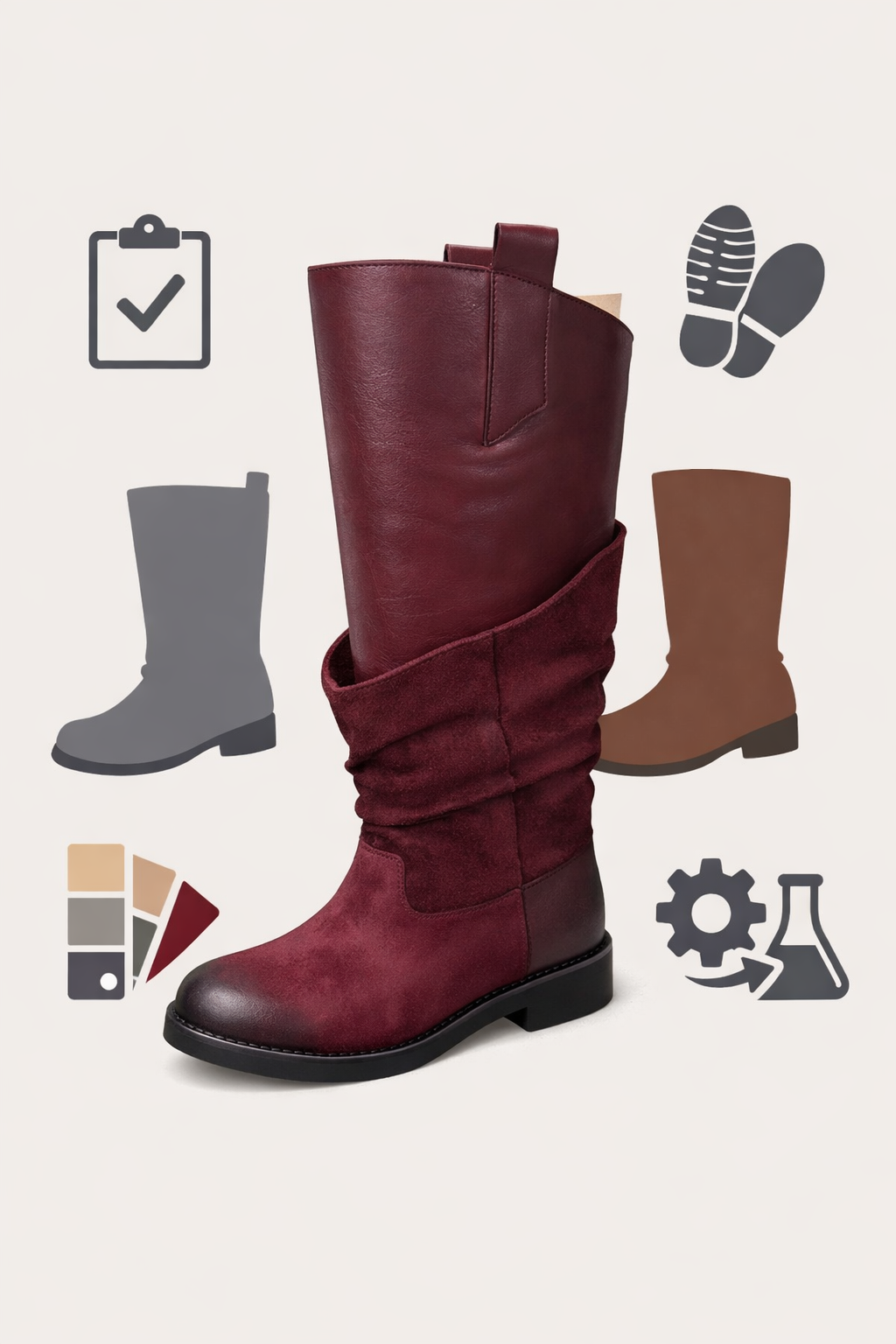 Stivale Desert pelle/cam vinaccio