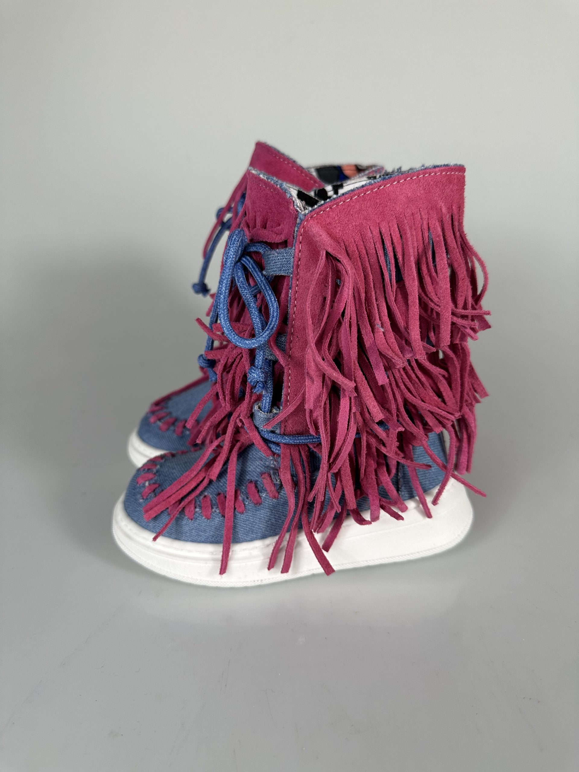 Regolar baby jeans rip camoscio fuxia