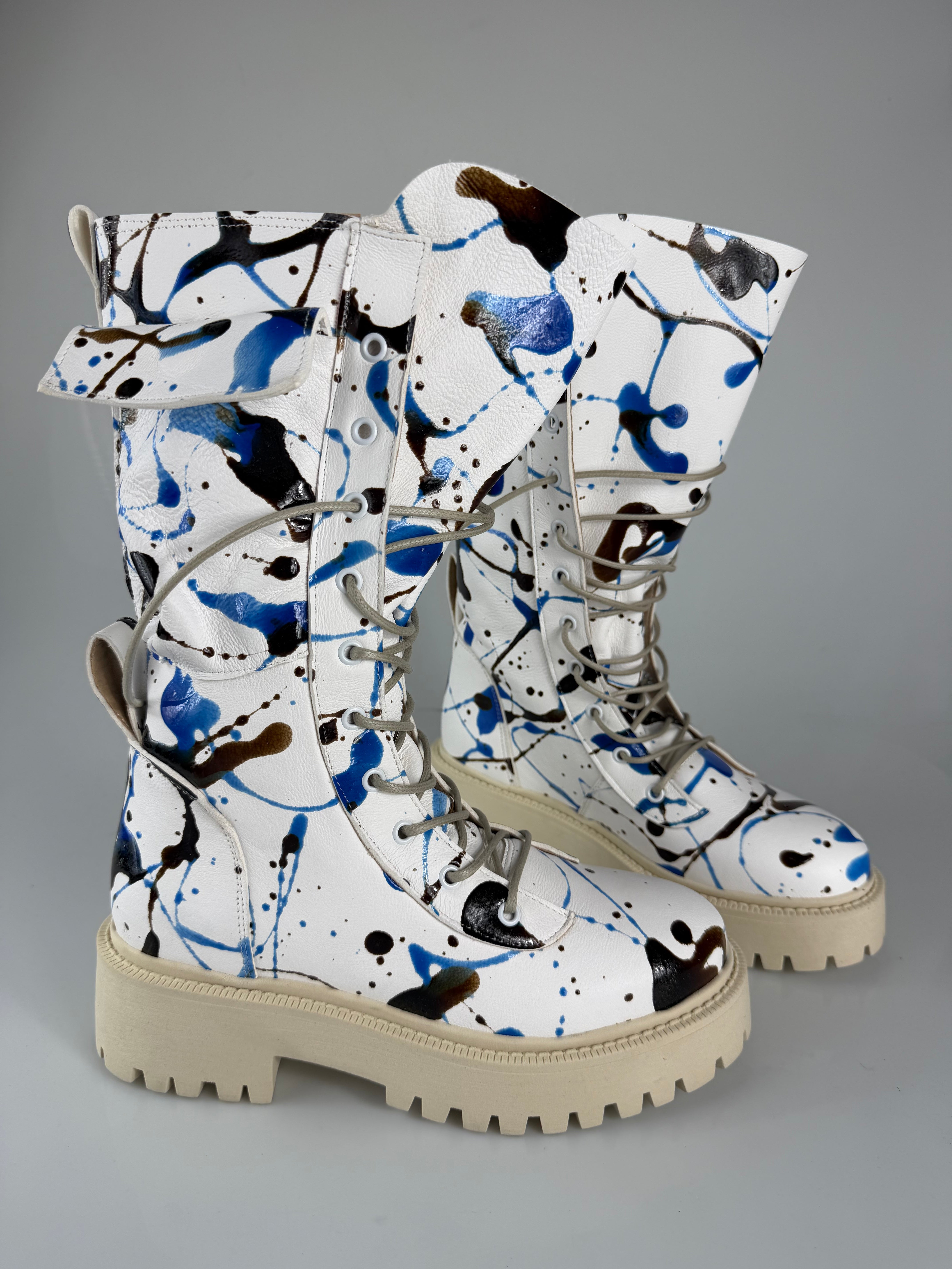 Anfibio ginny pelle bianco splash blu