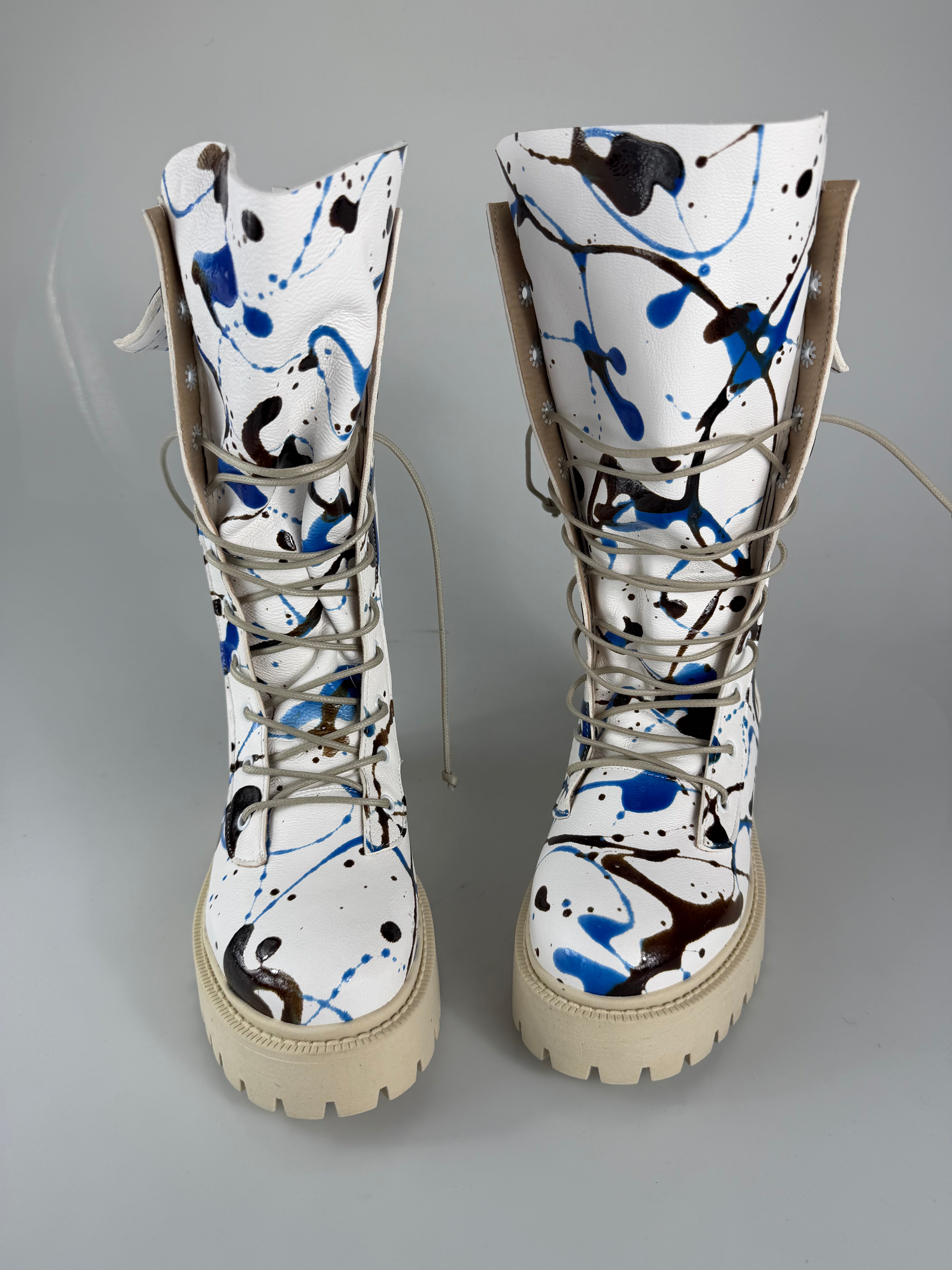 Anfibio ginny pelle bianco splash blu