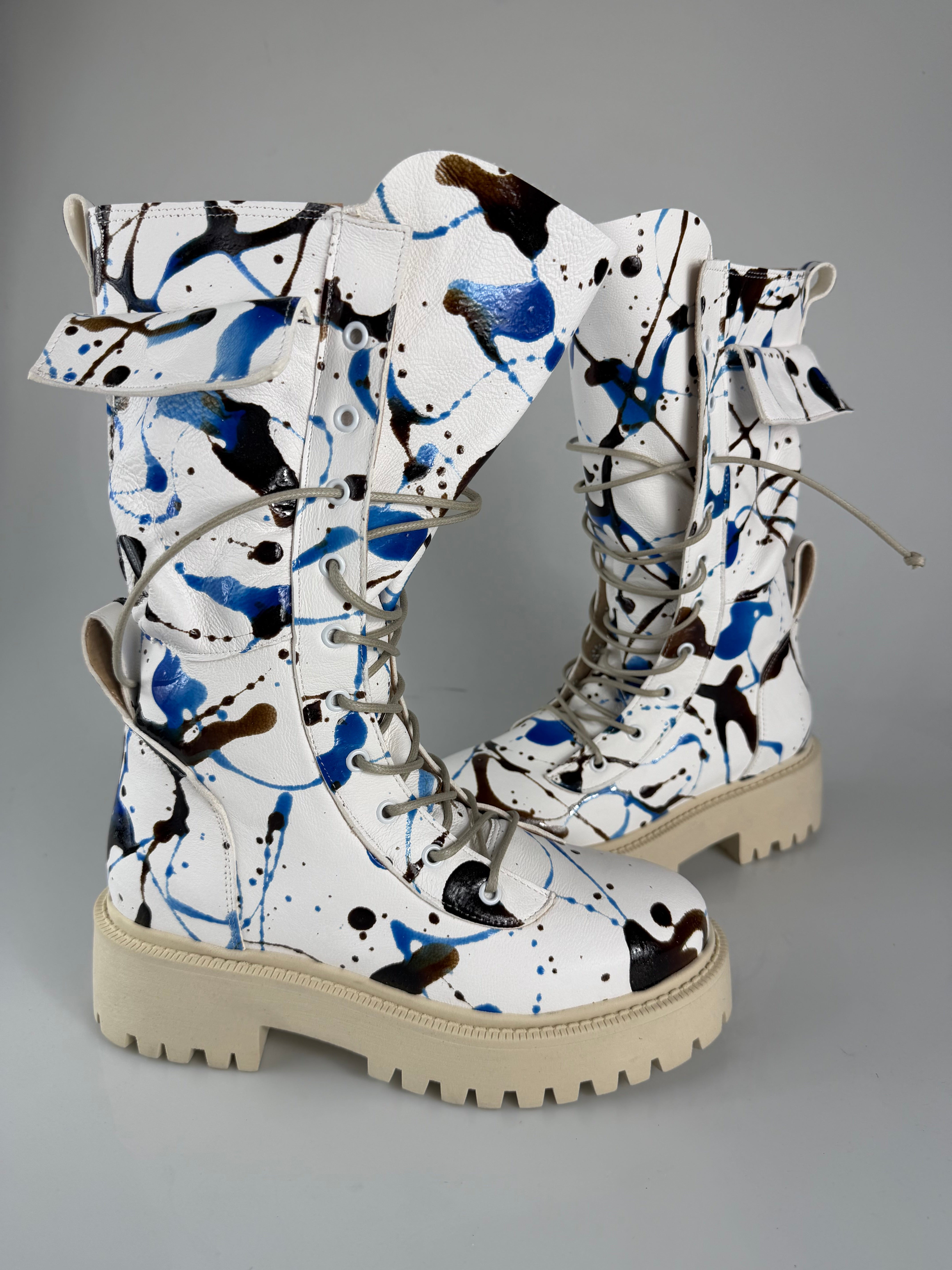 Anfibio ginny pelle bianco splash blu