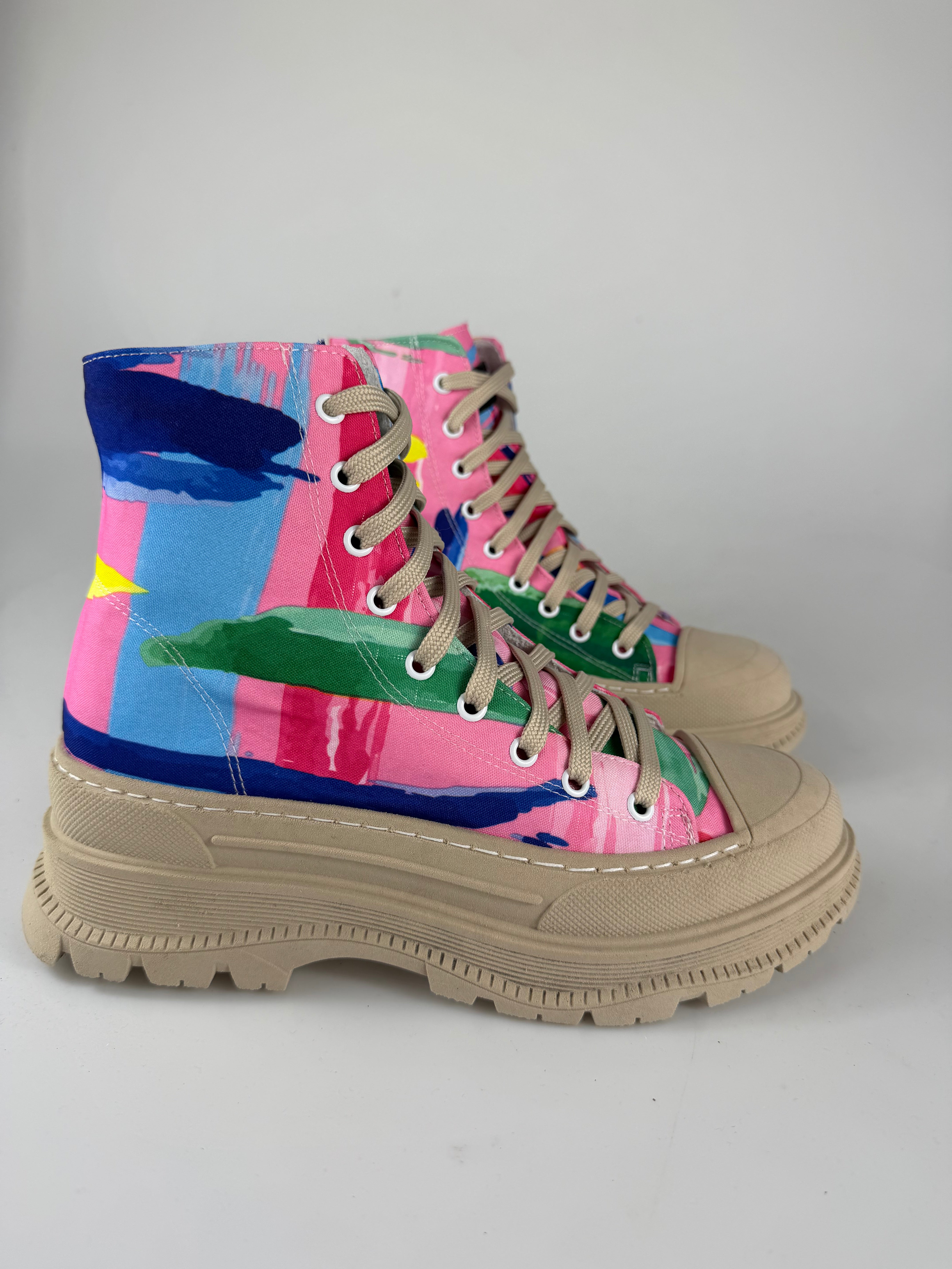 Leone7 tessuto pittura rosa