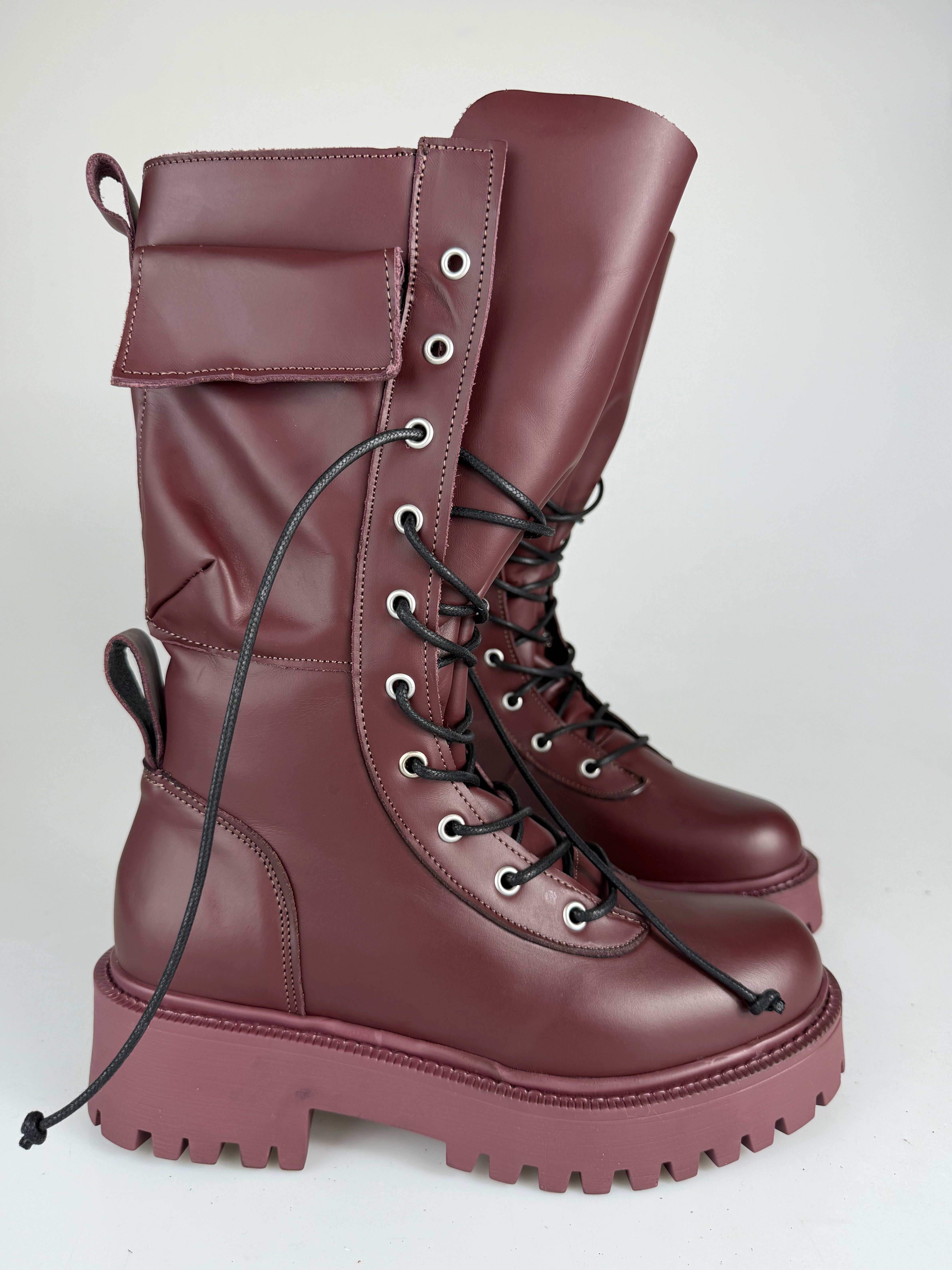 Anfibio ginny pelle Burgundy suola a tinta