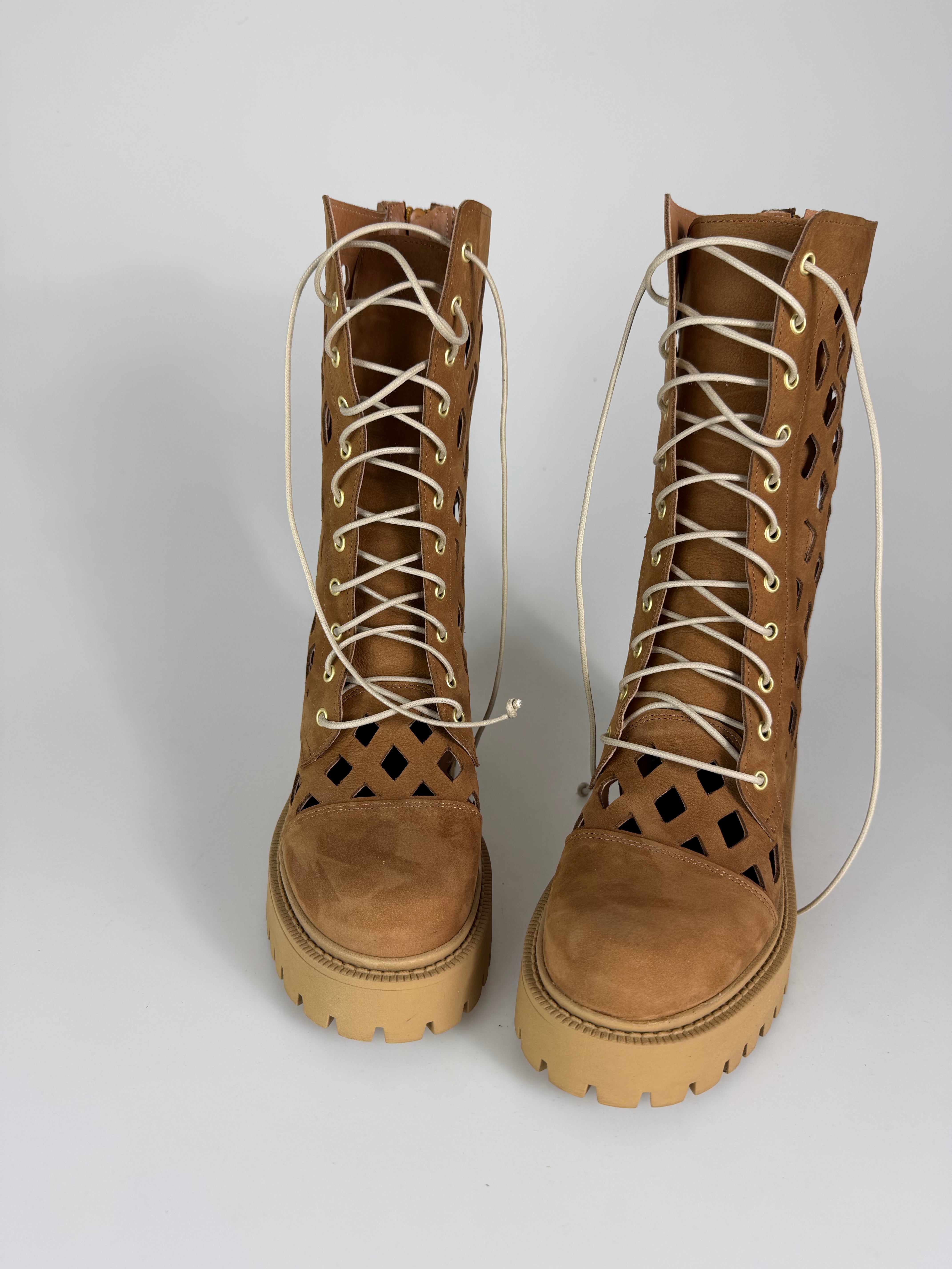 Anfibio ginny mid  rete pelle cuoio