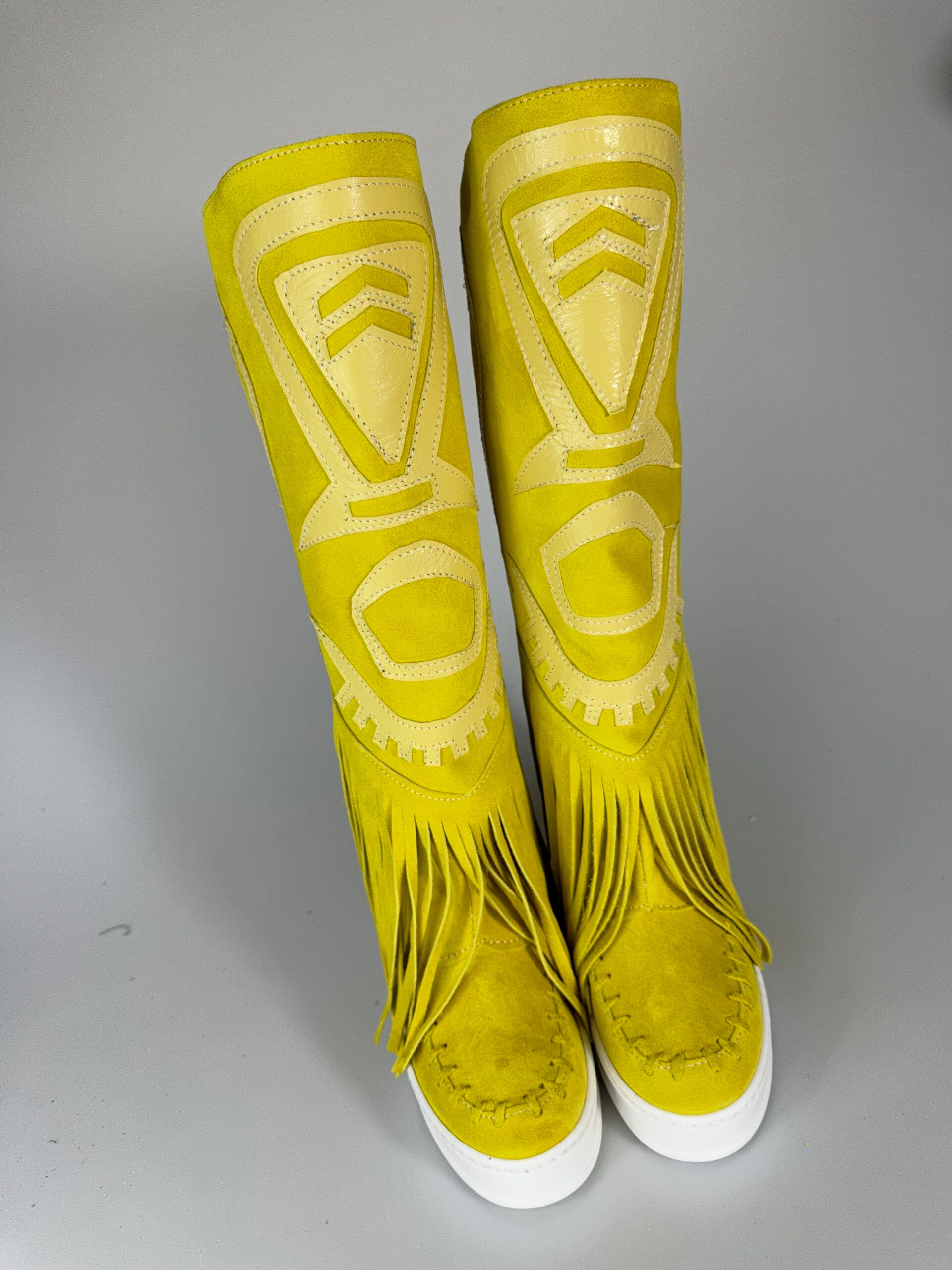 Santhoo mid jeans rip cam giallo