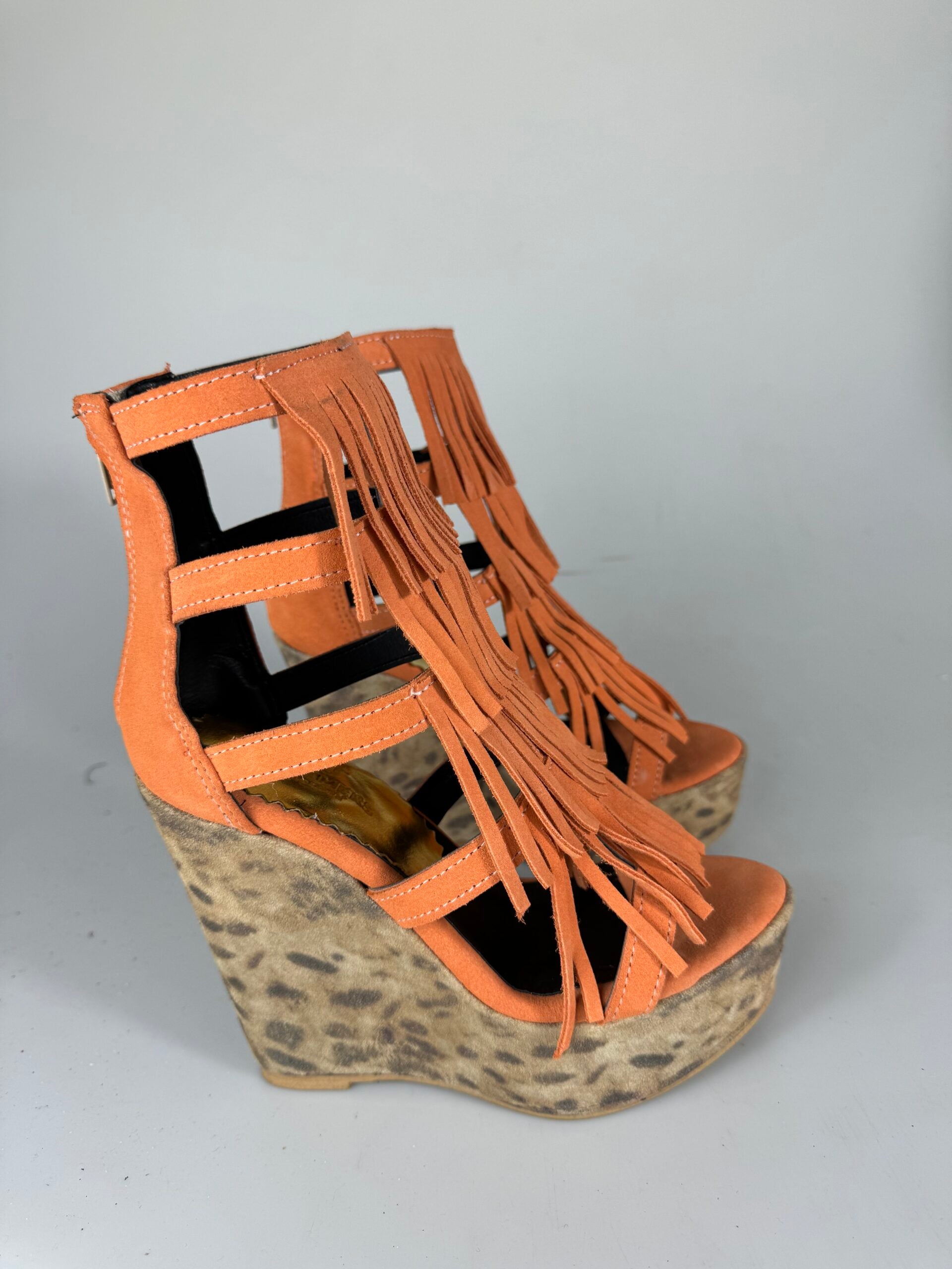 Carmensita Afrodita Ante Naranja Moteado Desgarro