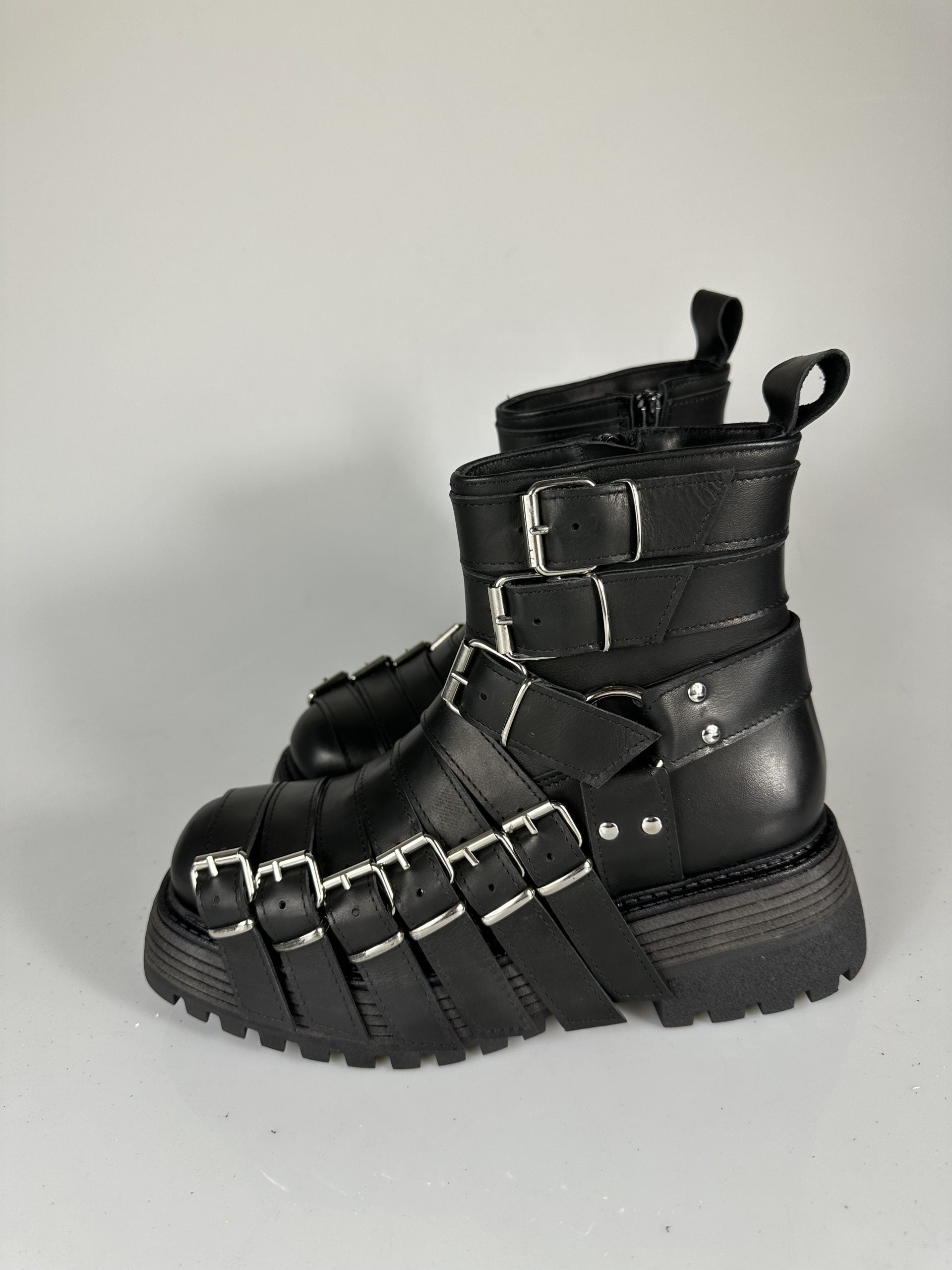 Titanium black leather