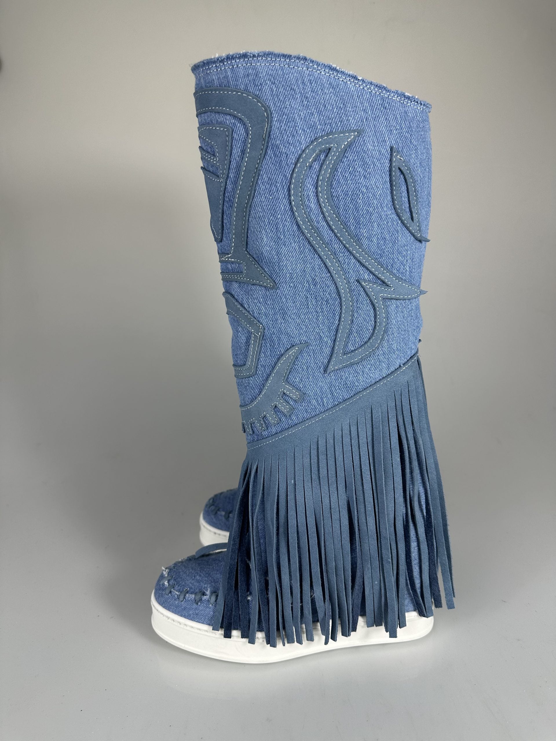 Santhoo mid jeans rip turquoise suede