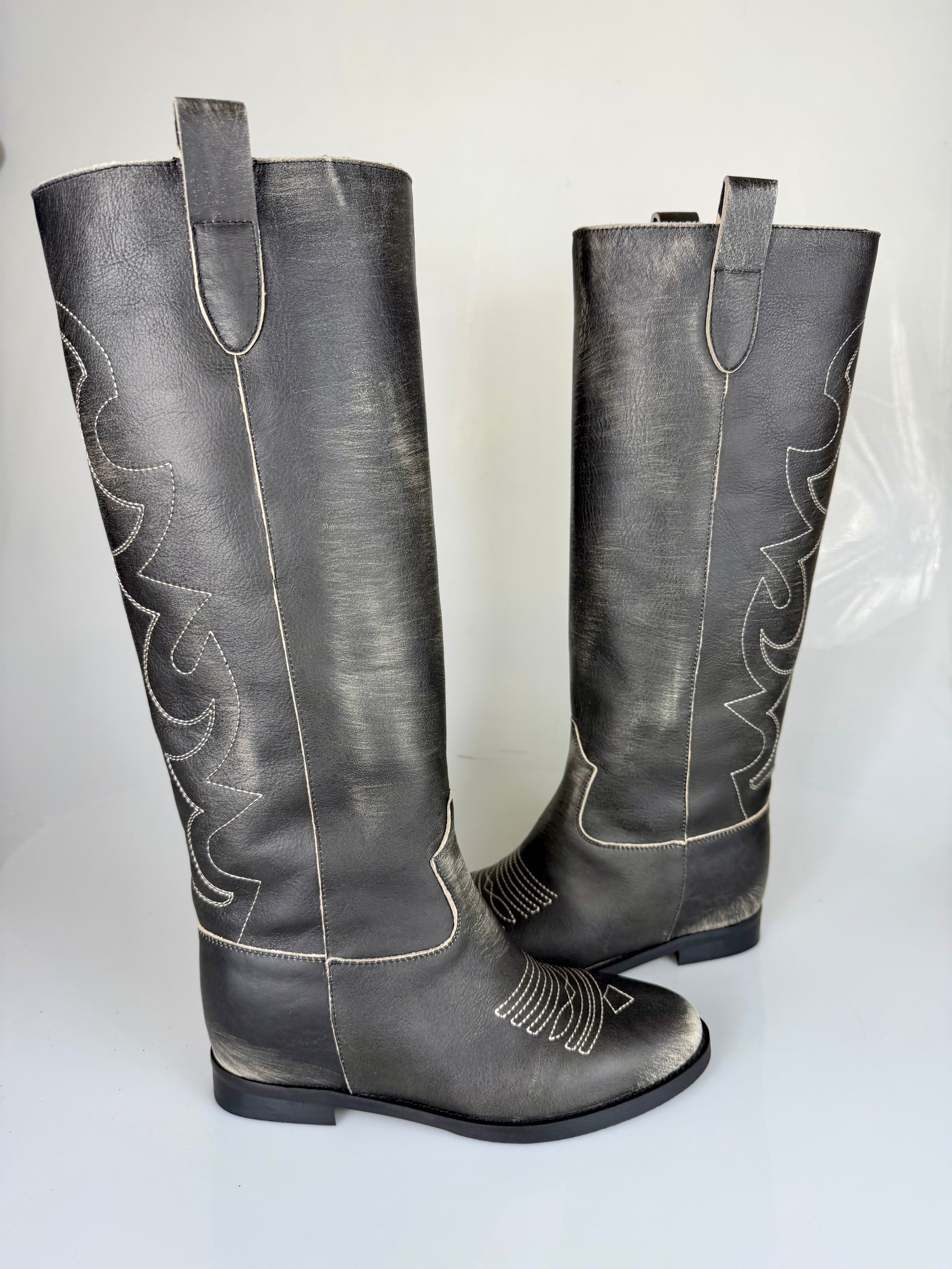 Stivale 1853-90 (zeppa interna ) pelle grigio sporcato