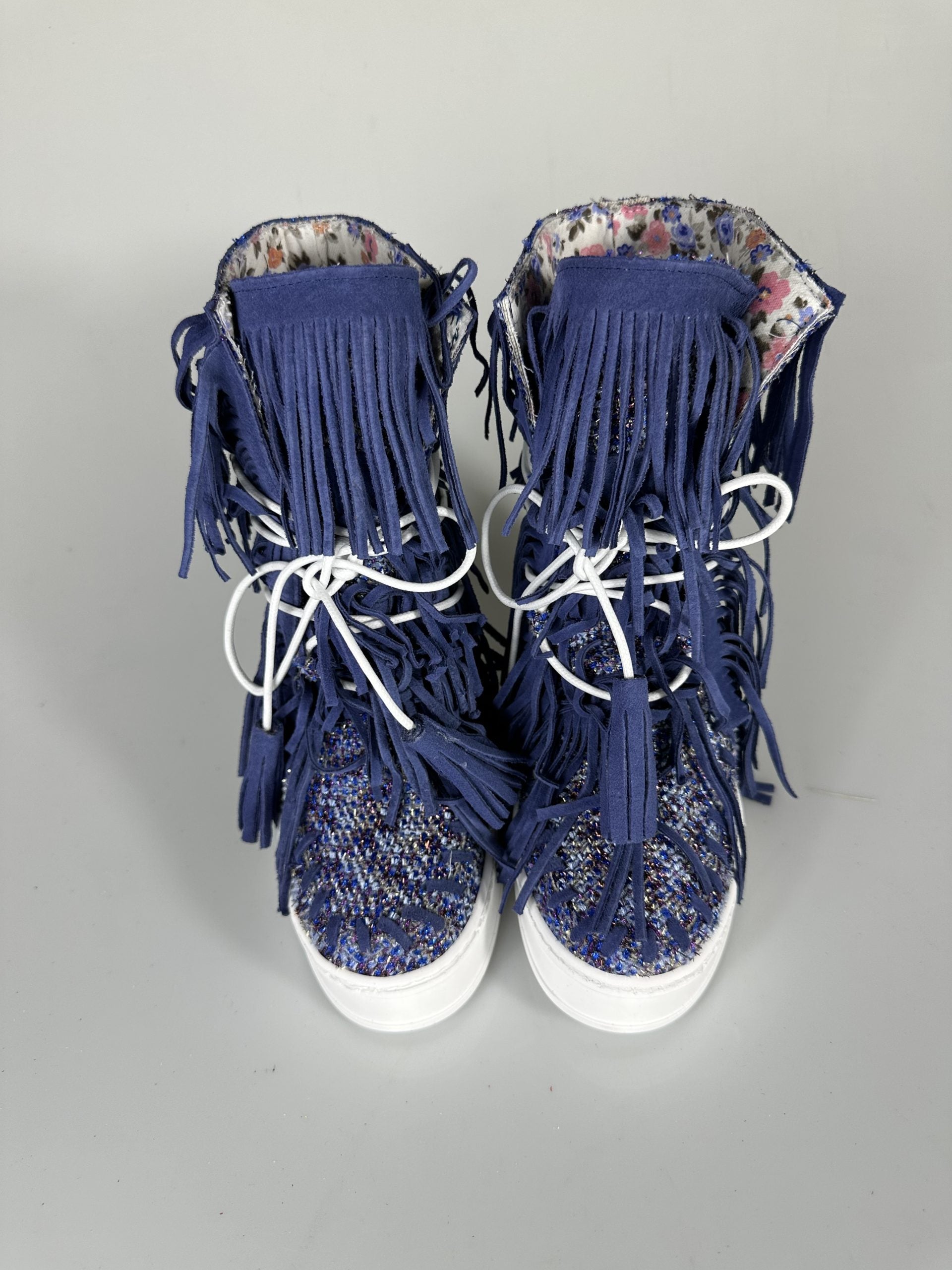 full up multicolor raffia rip blue