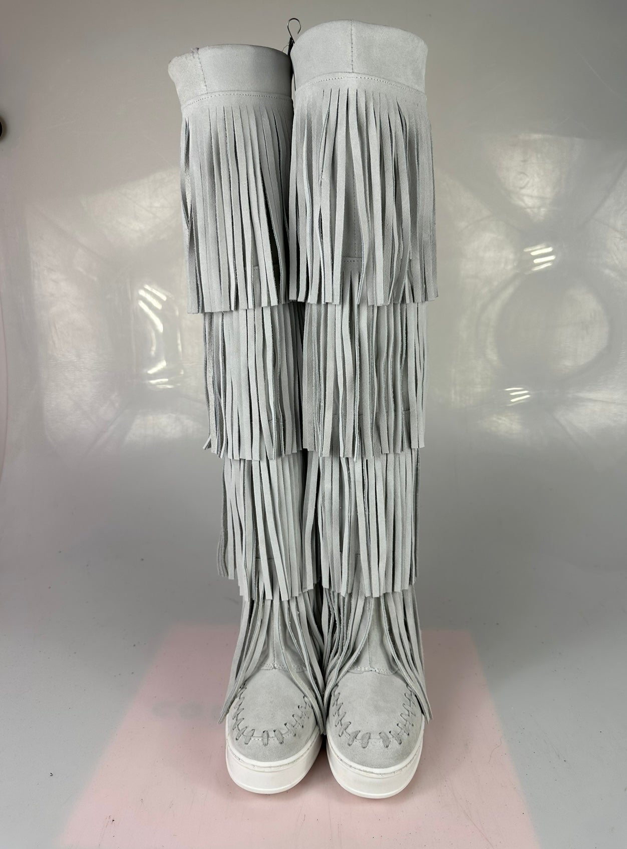 Flaminia, botas altas hasta la rodilla de ante color hielo