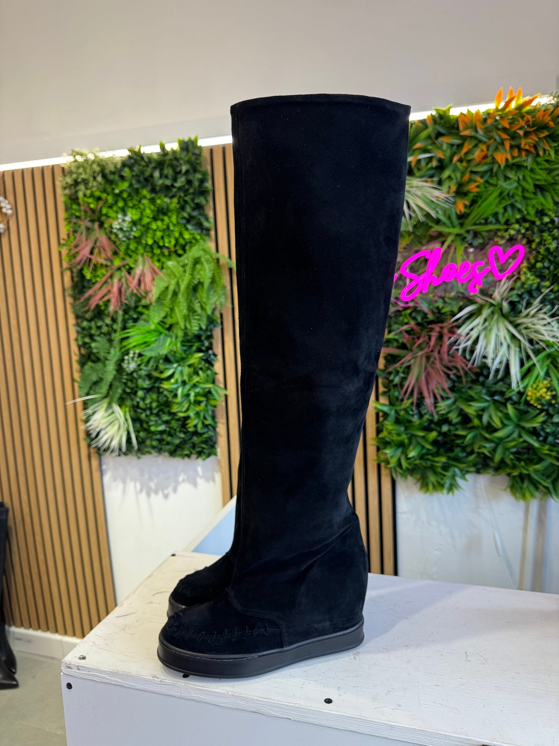 Flaminia full up camoscio nero al ginocchio no frange sn