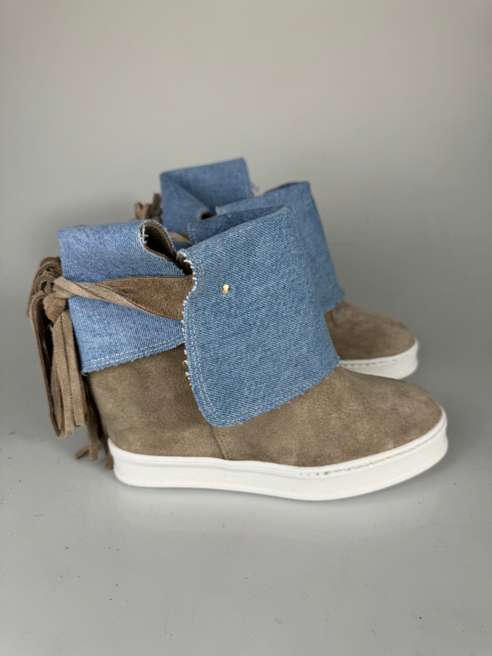 Bobo invert full up cam beige rip jeans
