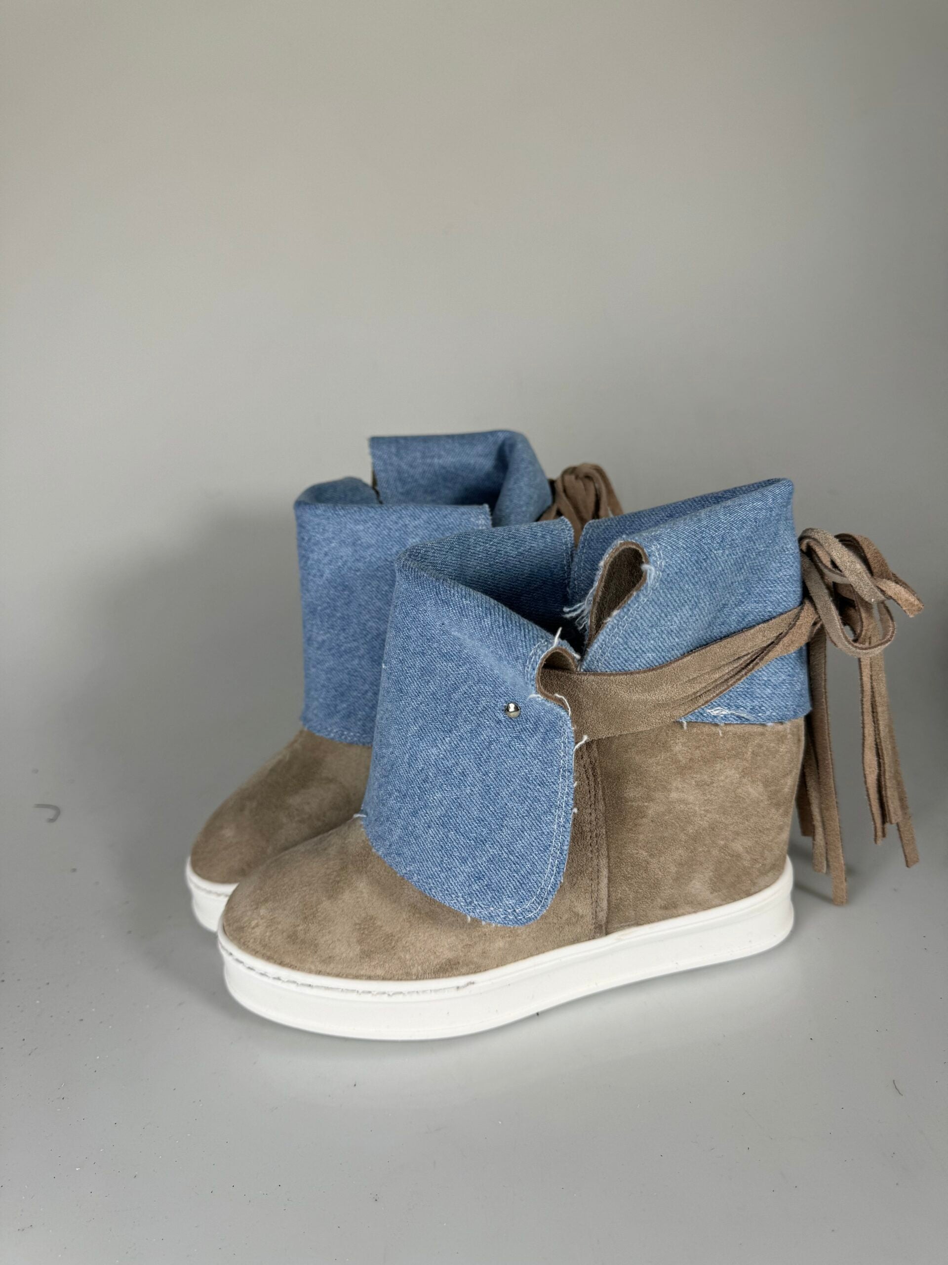 Bobo invert full up cam beige rip jeans